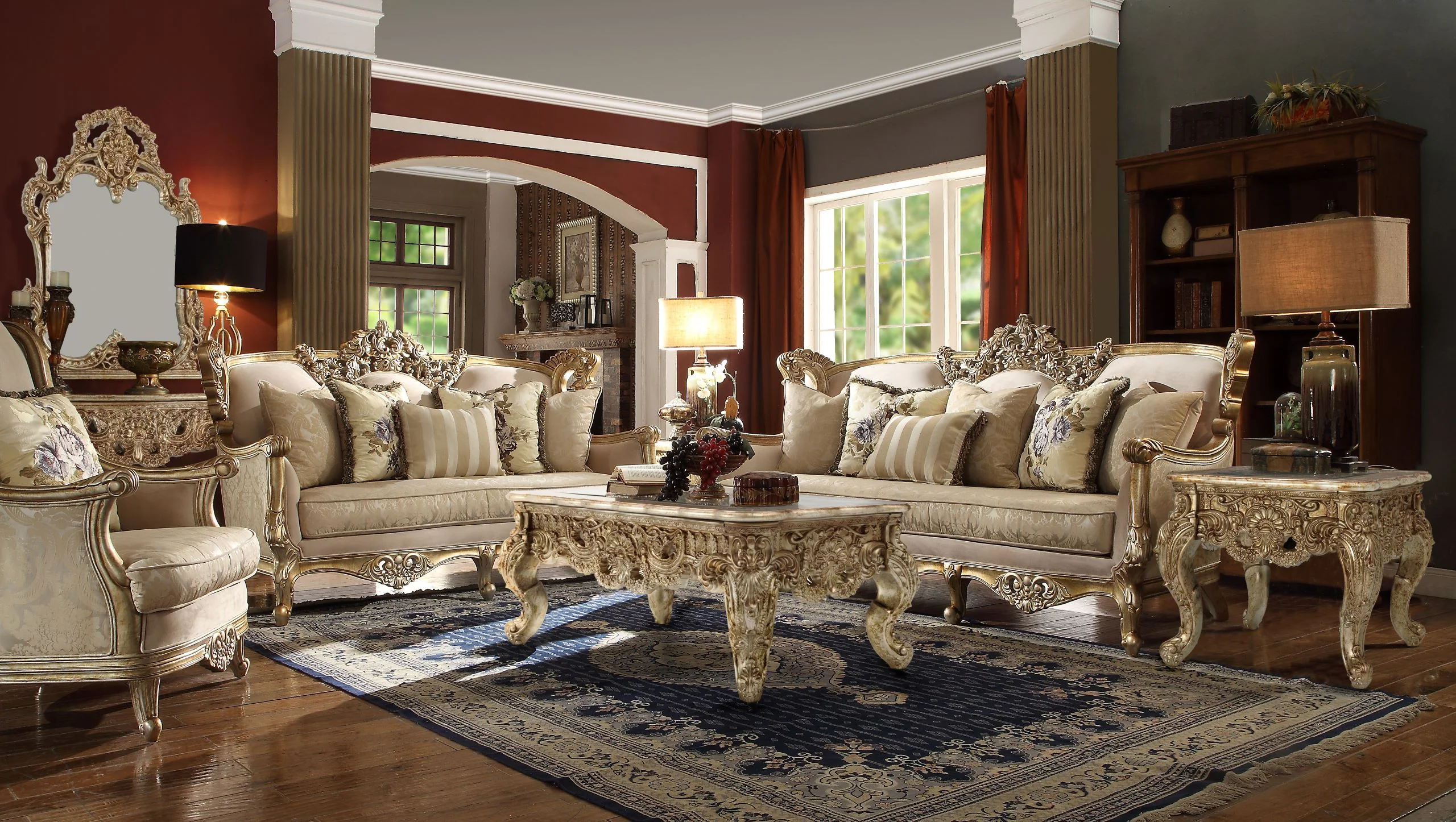 Homey Design HD-04 Marbled Champagne Silver 3-Piece Set