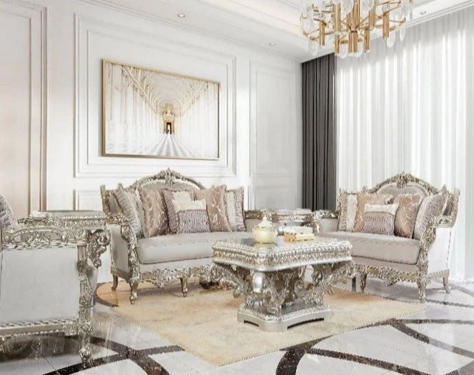 Homey Design HD-1609 Metallic Antique Gold/Perfect Brown Sofa - Image 2