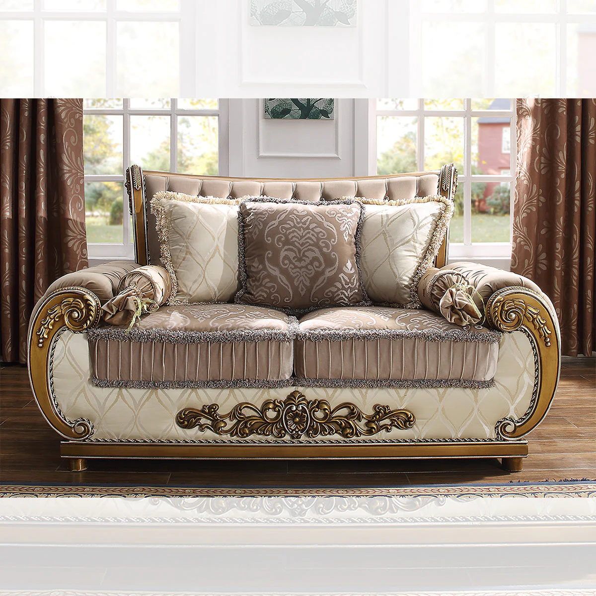 Homey Design HD-25 Perfect Brown/Beige Loveseat