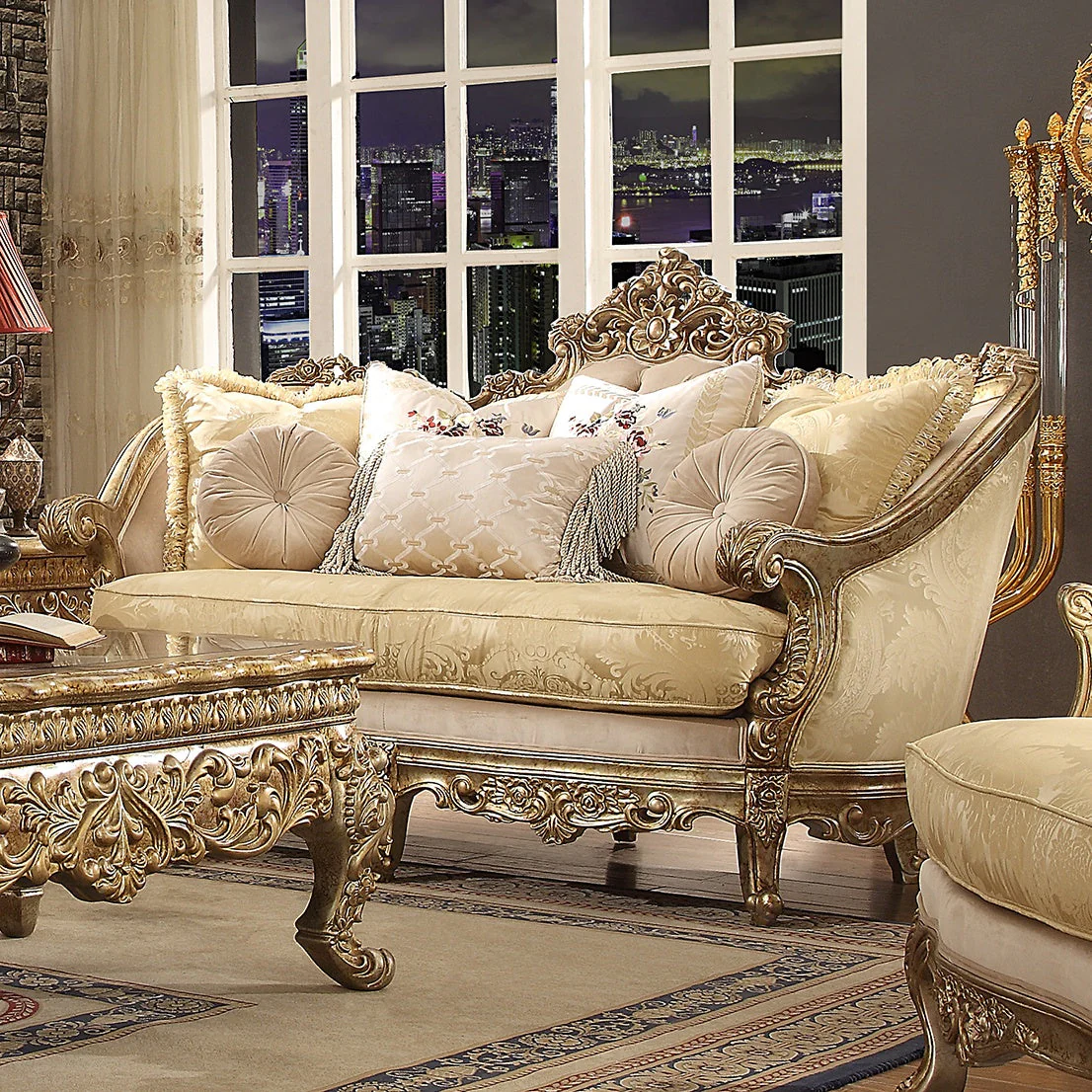 Homey Design HD-2626 Metallic Bright Gold Loveseat