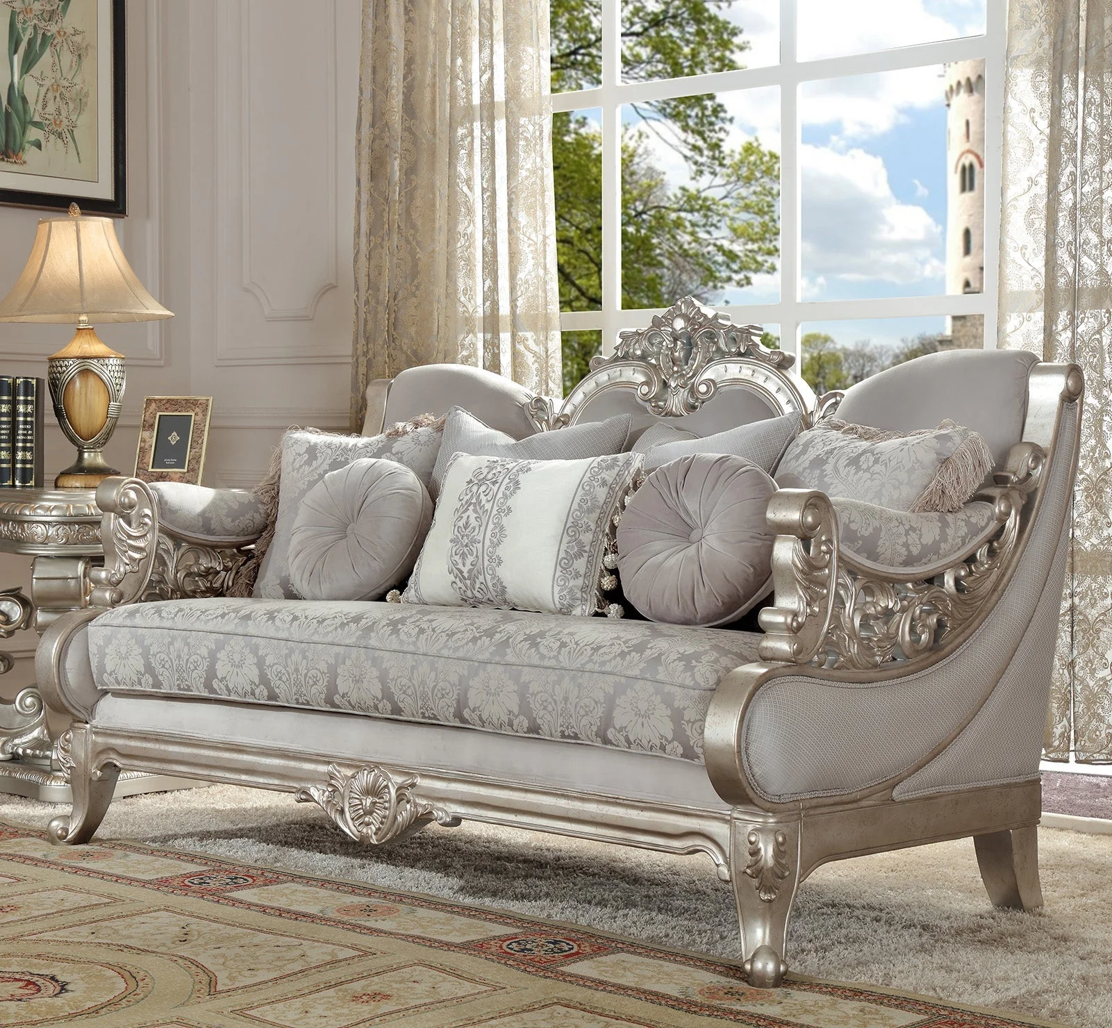 Homey Design HD-2662 Metallic Silver Loveseat