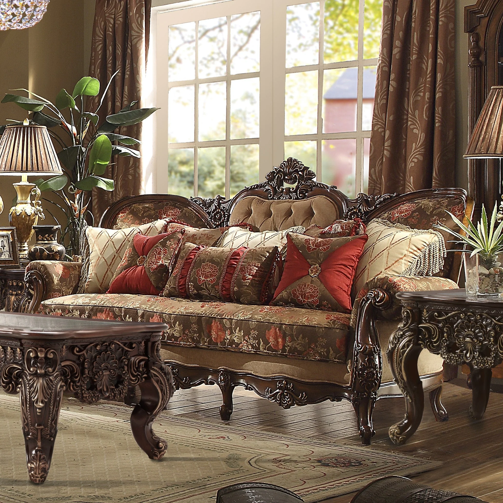 Homey Design HD-39 Dark Oak Sofa