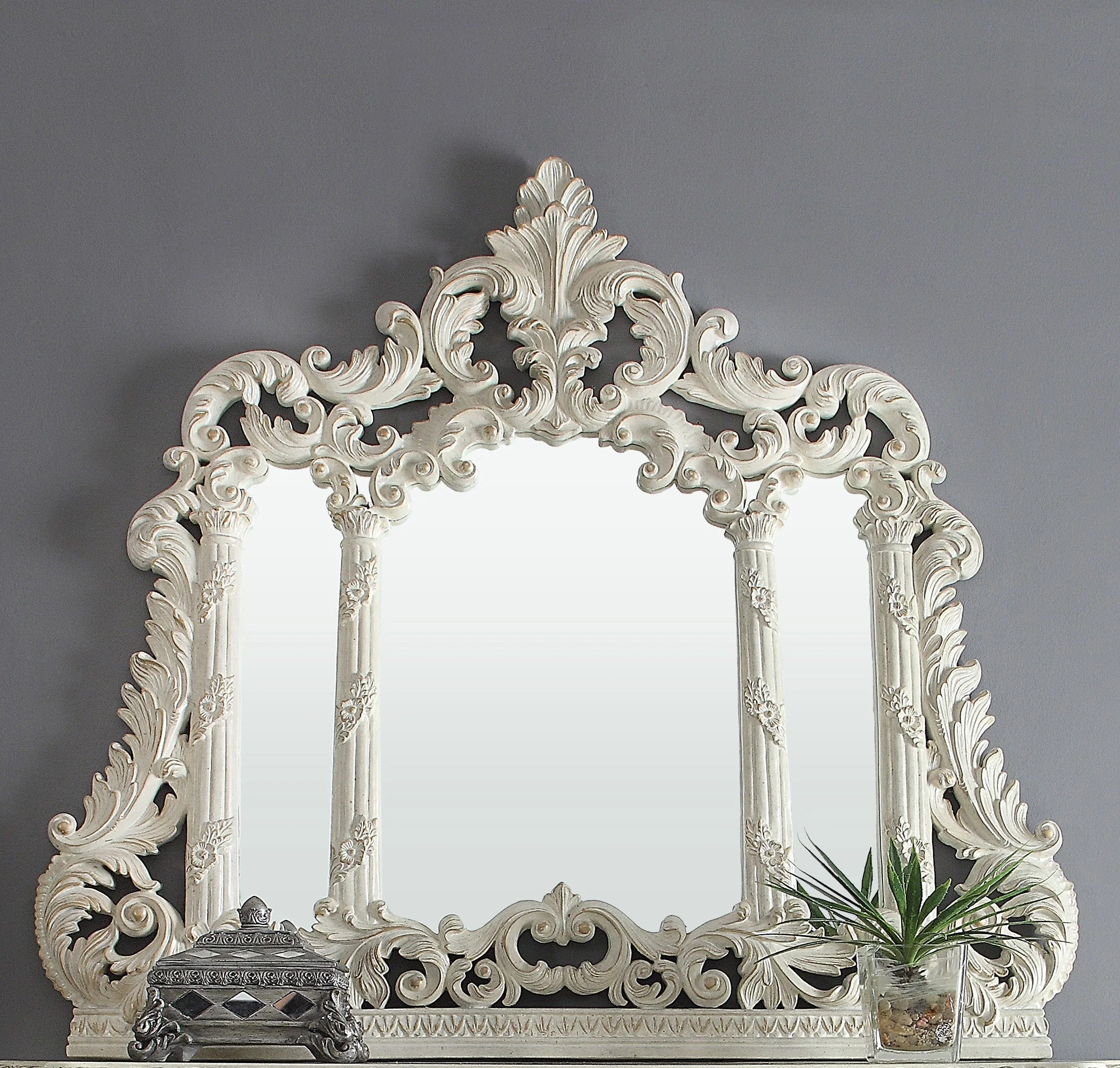 Homey Design HD-8030 Plantation Cove White Mirror
