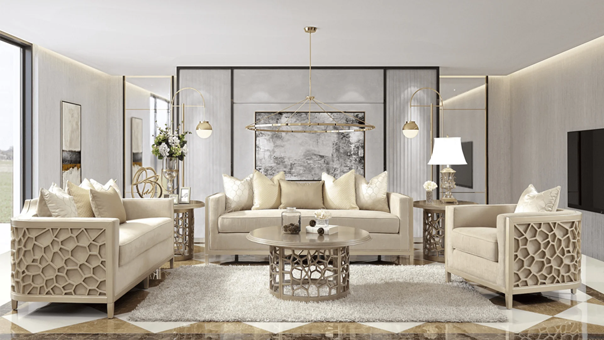 Homey Design HD-8911 Champagne 3-Piece Set