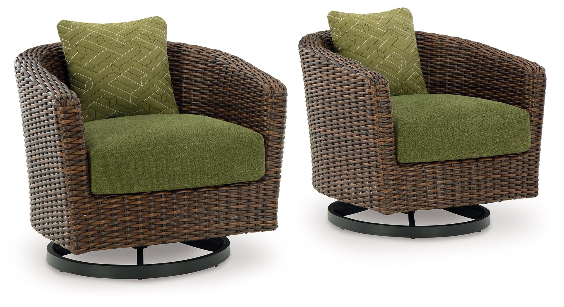 Horizon Hall Brown/Green Outdoor Swivel Lounge Chair with Cushion - Image 4