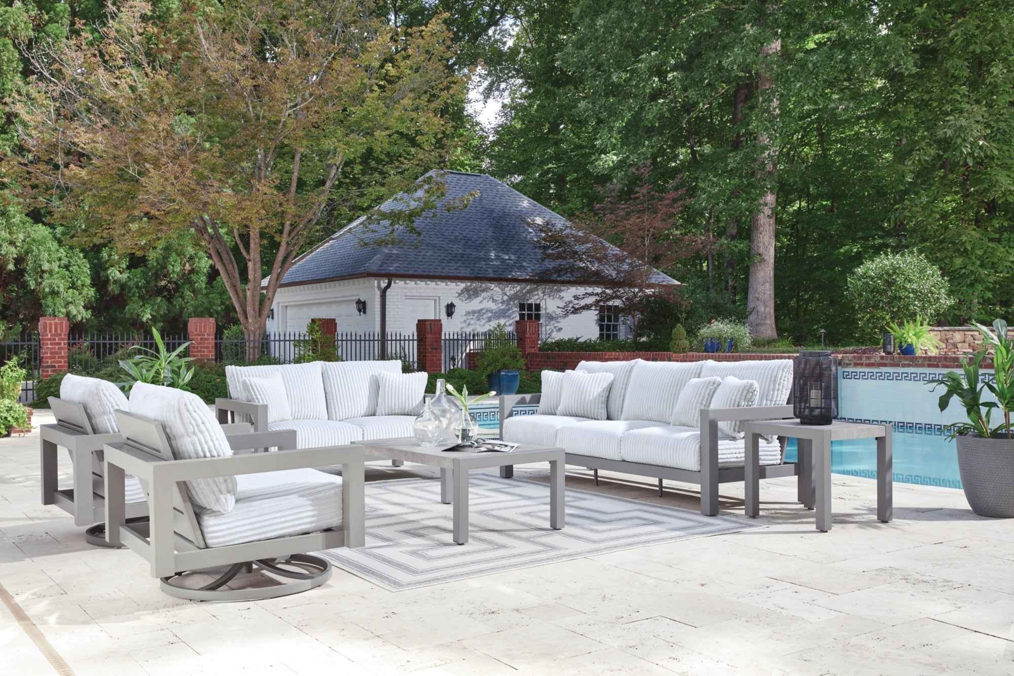 Hurley Park Gray Outdoor Sofa and Loveseat - Image 19