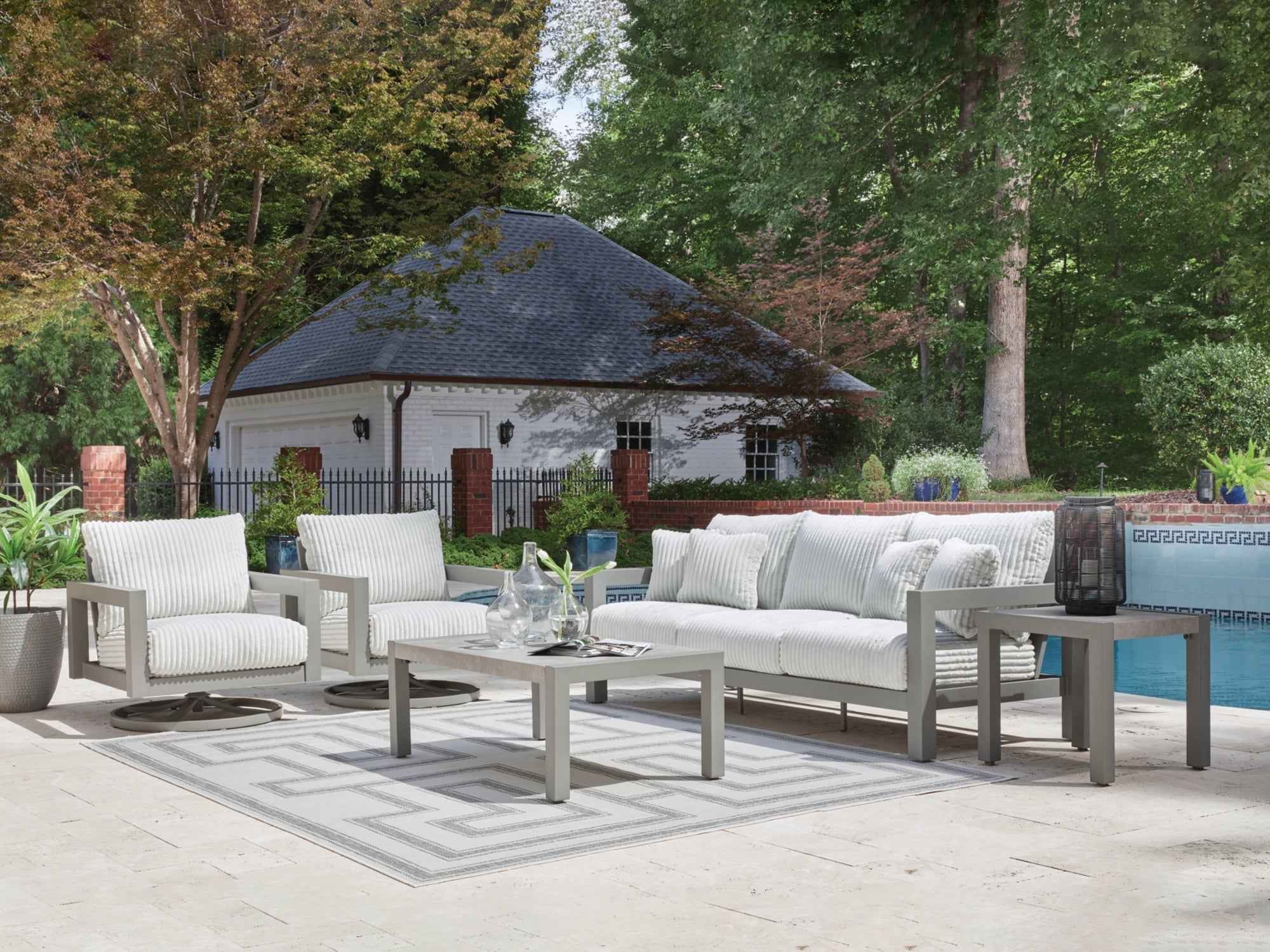 Hurley Park Gray Outdoor Sofa with 2 Lounge Chairs - Image 19