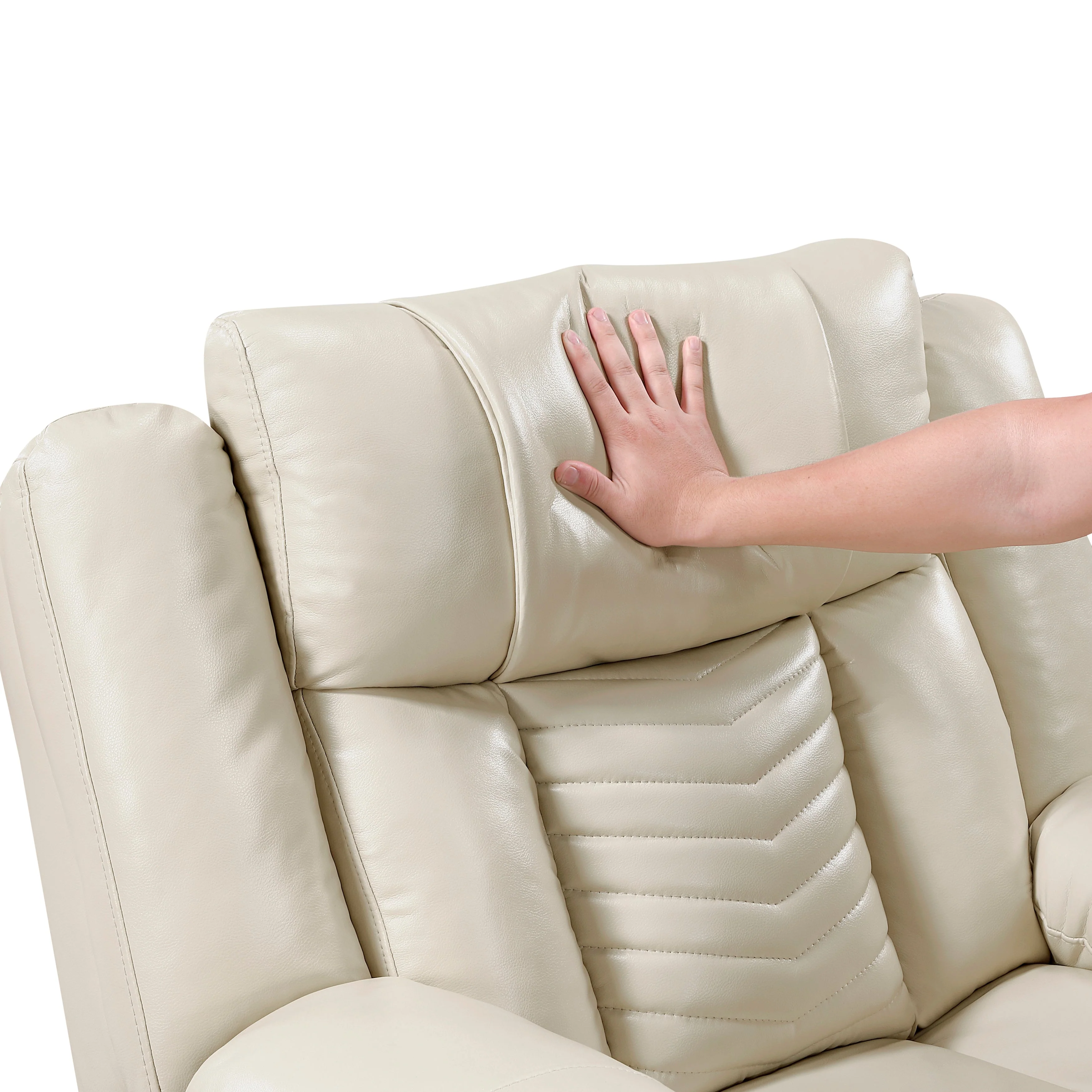 Huron Beige Power Double Reclining Loveseat with Center Console - Image 10