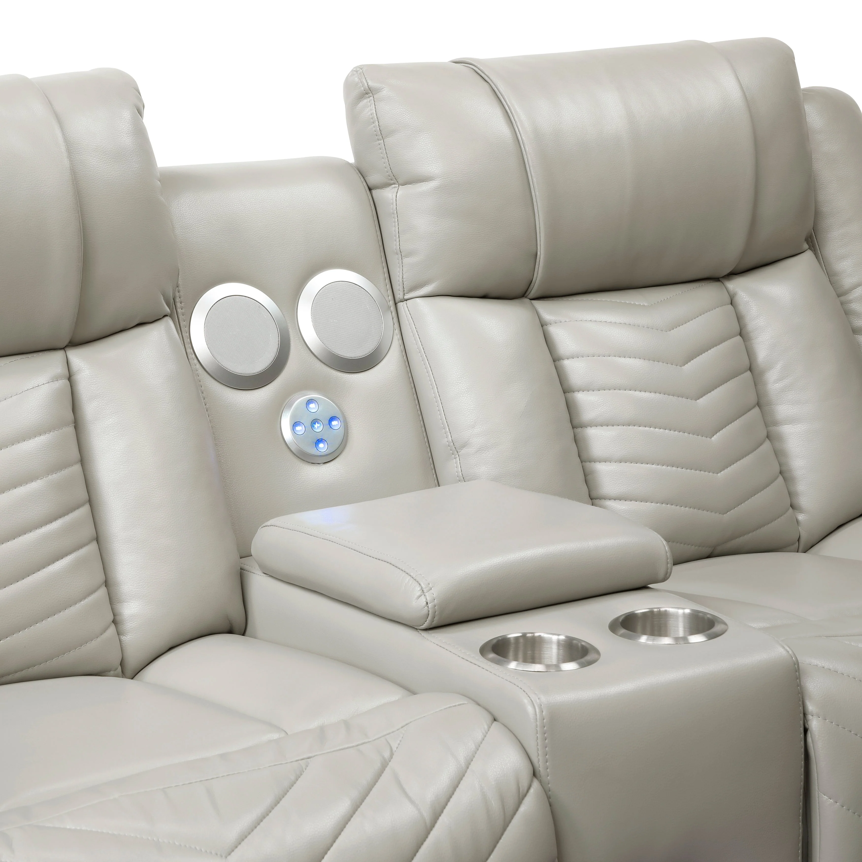 Huron Gray Power Double Reclining Loveseat with Center Console - Image 8