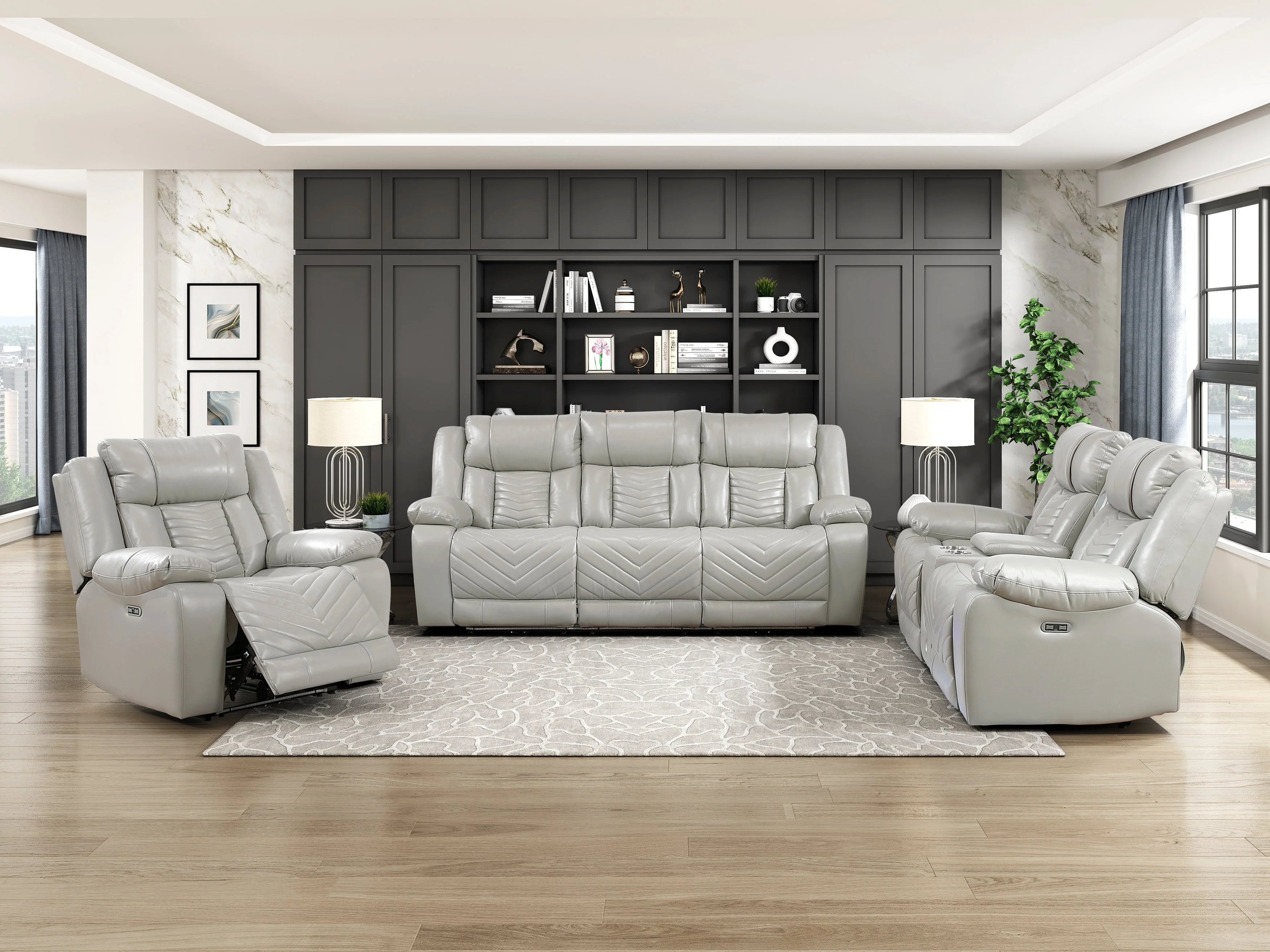 Huron Gray Power Reclining Chair - Image 2
