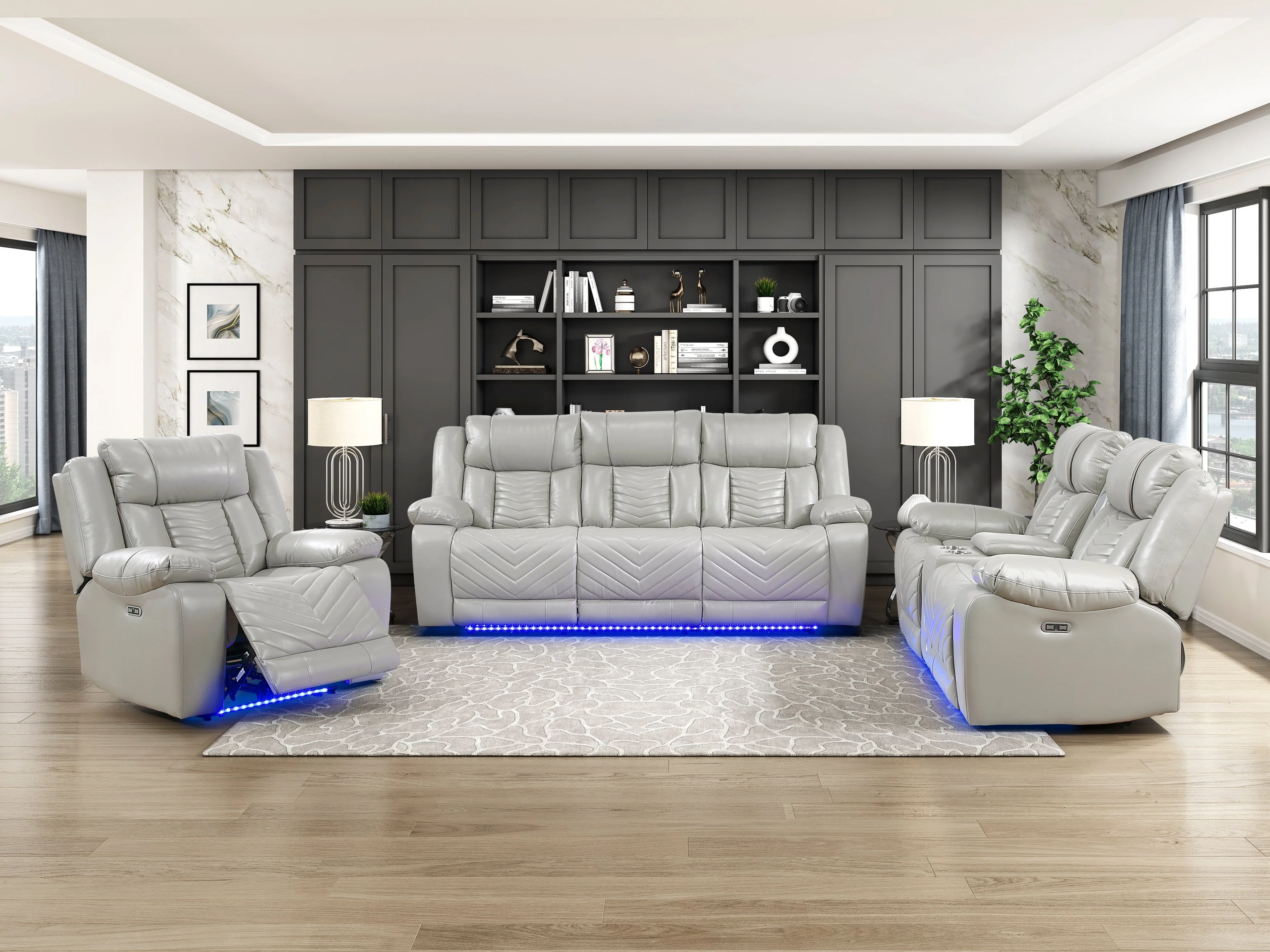 Huron Gray Power Reclining Chair - Image 3
