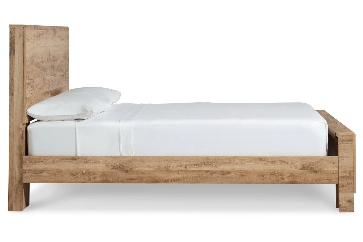 Hyanna Tan Brown King Panel Bed - Image 4