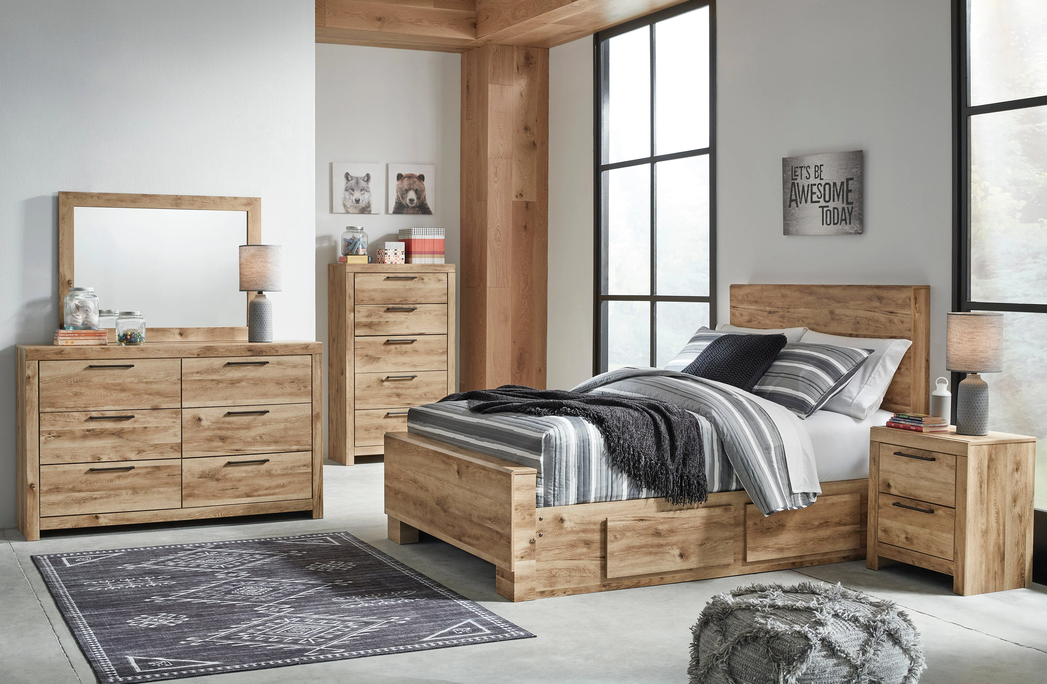 Hyanna Tan Brown Youth Storage Platform Bedroom Set with 4 Drawers - Image 22