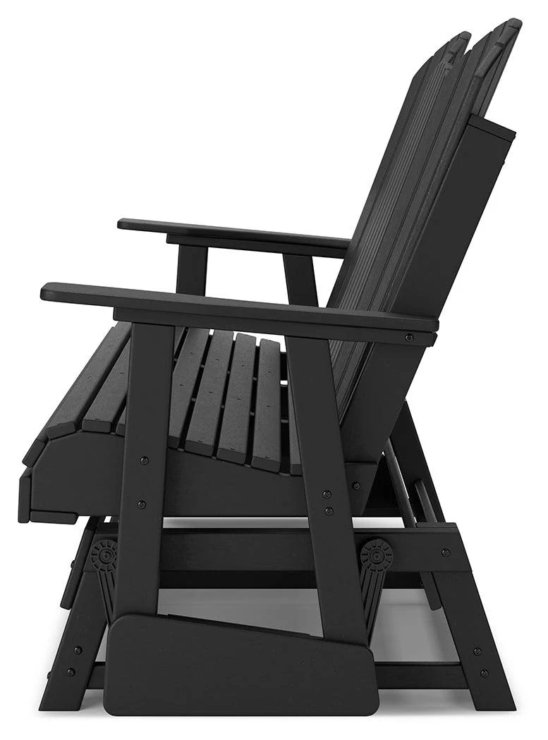 Hyland wave Black Outdoor Glider Loveseat - Image 8
