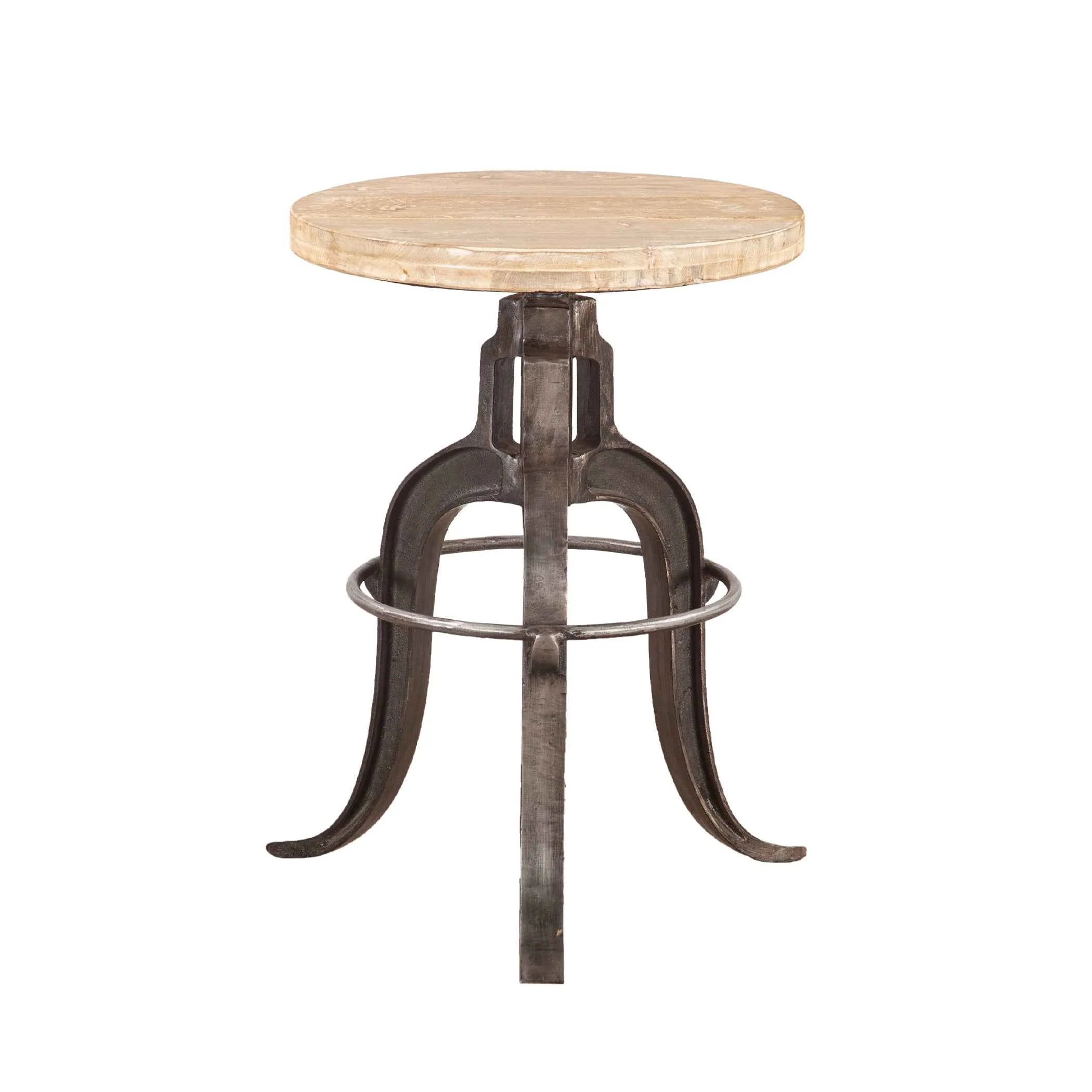 Industrial Teak 16" Adjustable Stool in Oiled Teak Reclaimed Wood