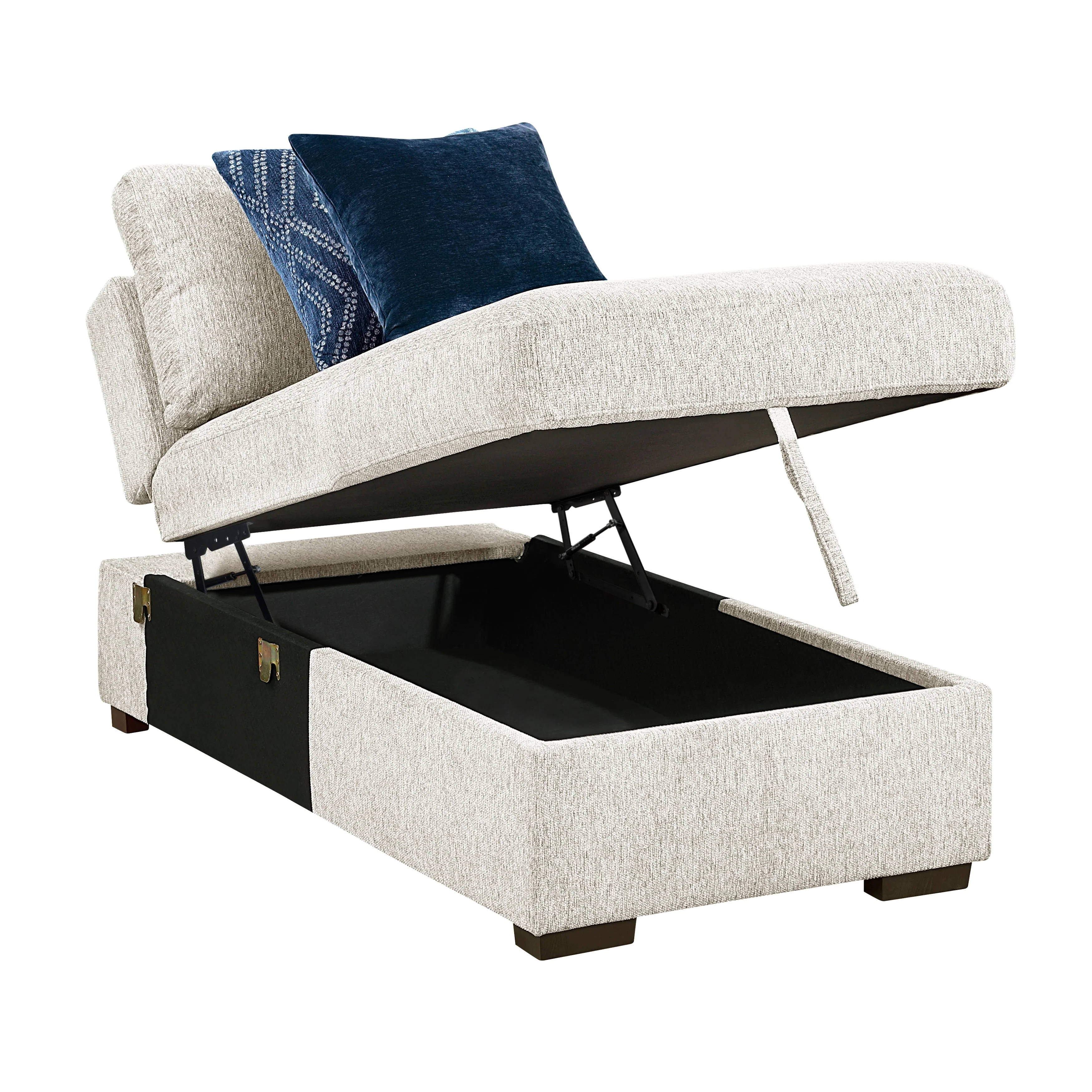 Isla Beige Chaise Lounge with Arms and Hidden Storage, Click Motion Back - Image 11