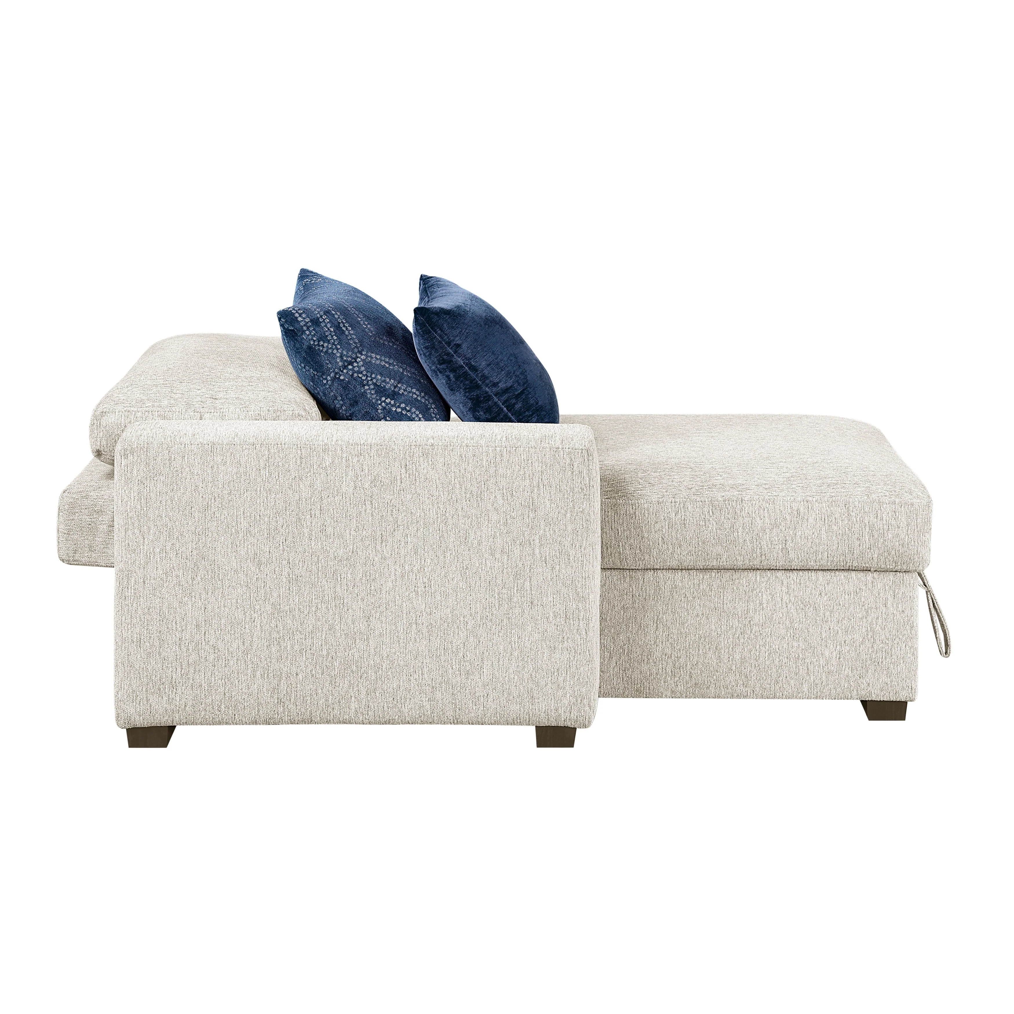 Isla Beige Chaise Lounge with Arms and Hidden Storage, Click Motion Back - Image 5