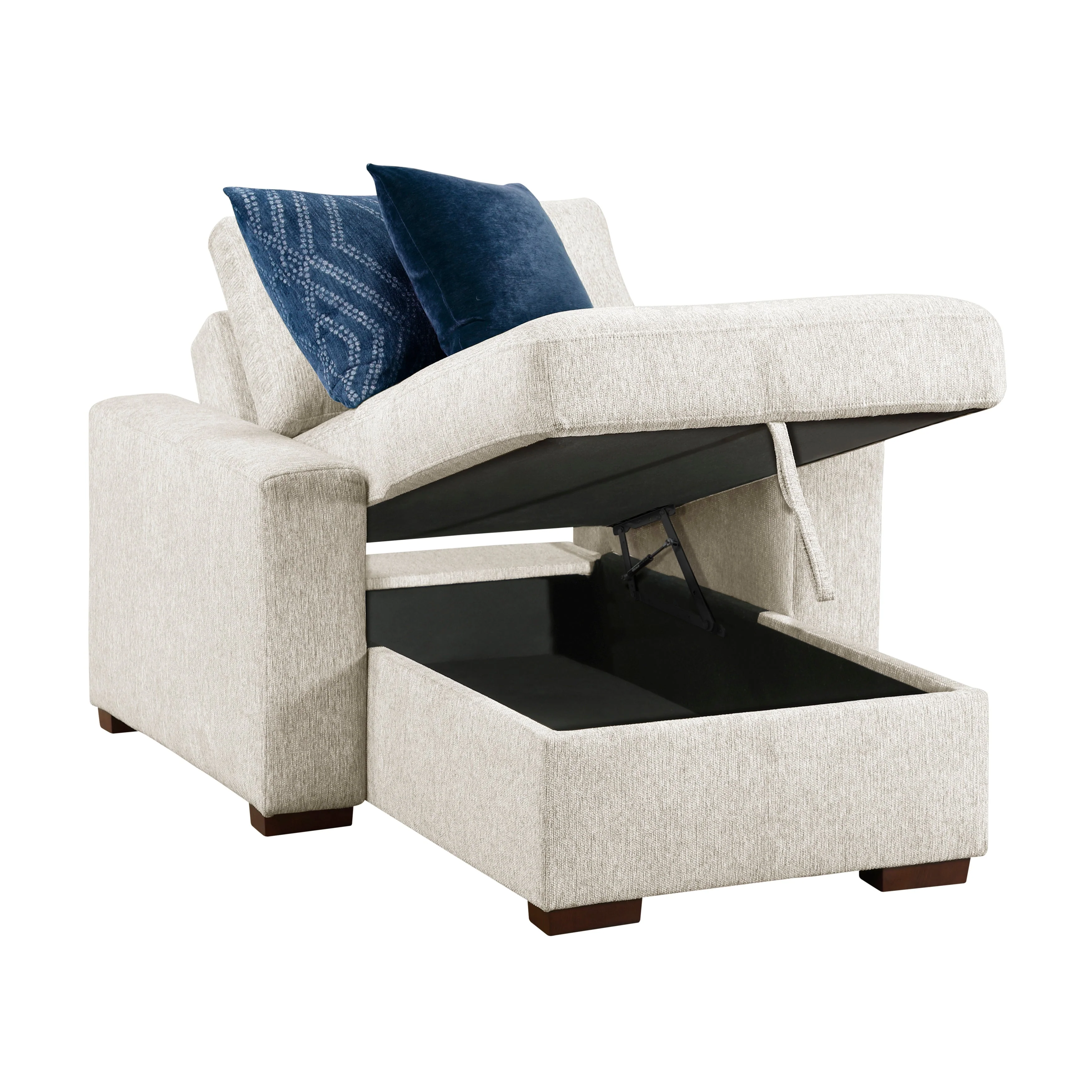 Isla Beige Chaise Lounge with Arms and Hidden Storage, Click Motion Back - Image 6