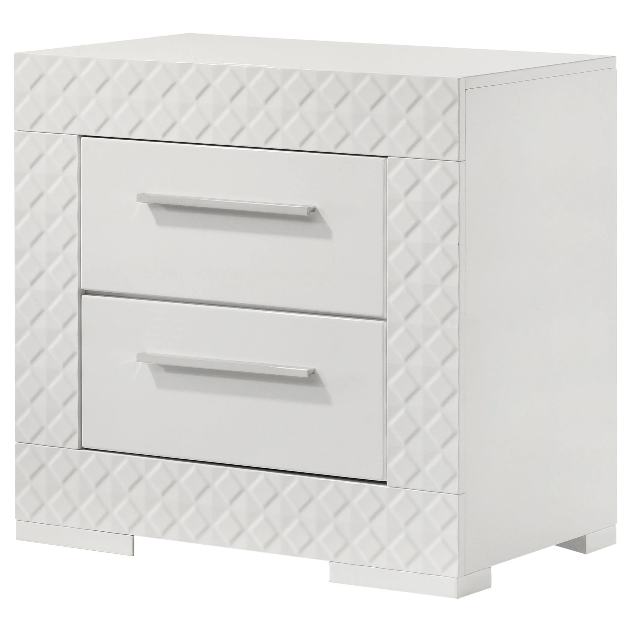 Ives White High Gloss 2-drawer Nightstand Bedside Table - Image 4