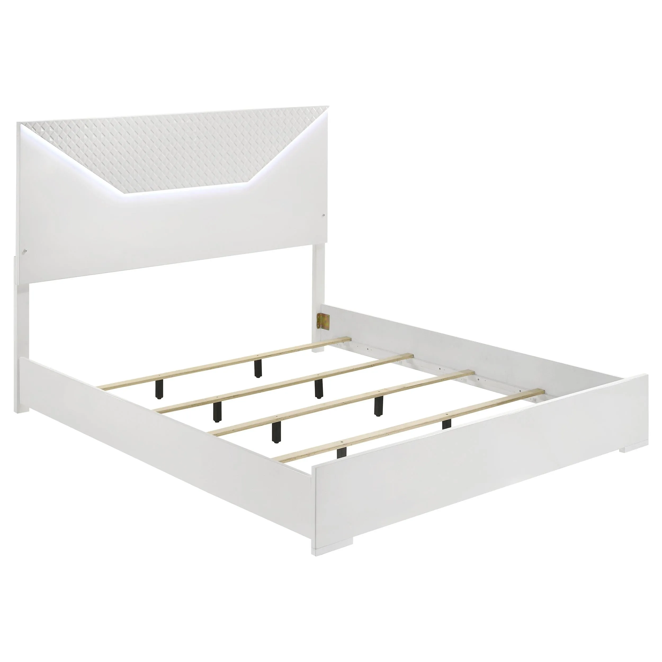 Ives White High Gloss 5-Piece Eastern King Bedroom Set - Image 3