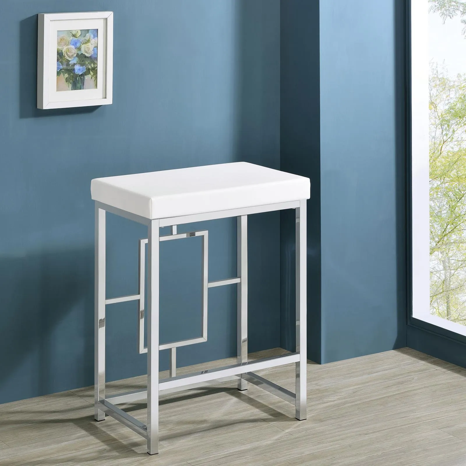 Jackson White/Chrome 5-Piece Multipurpose Counter Height Table Set - Image 5