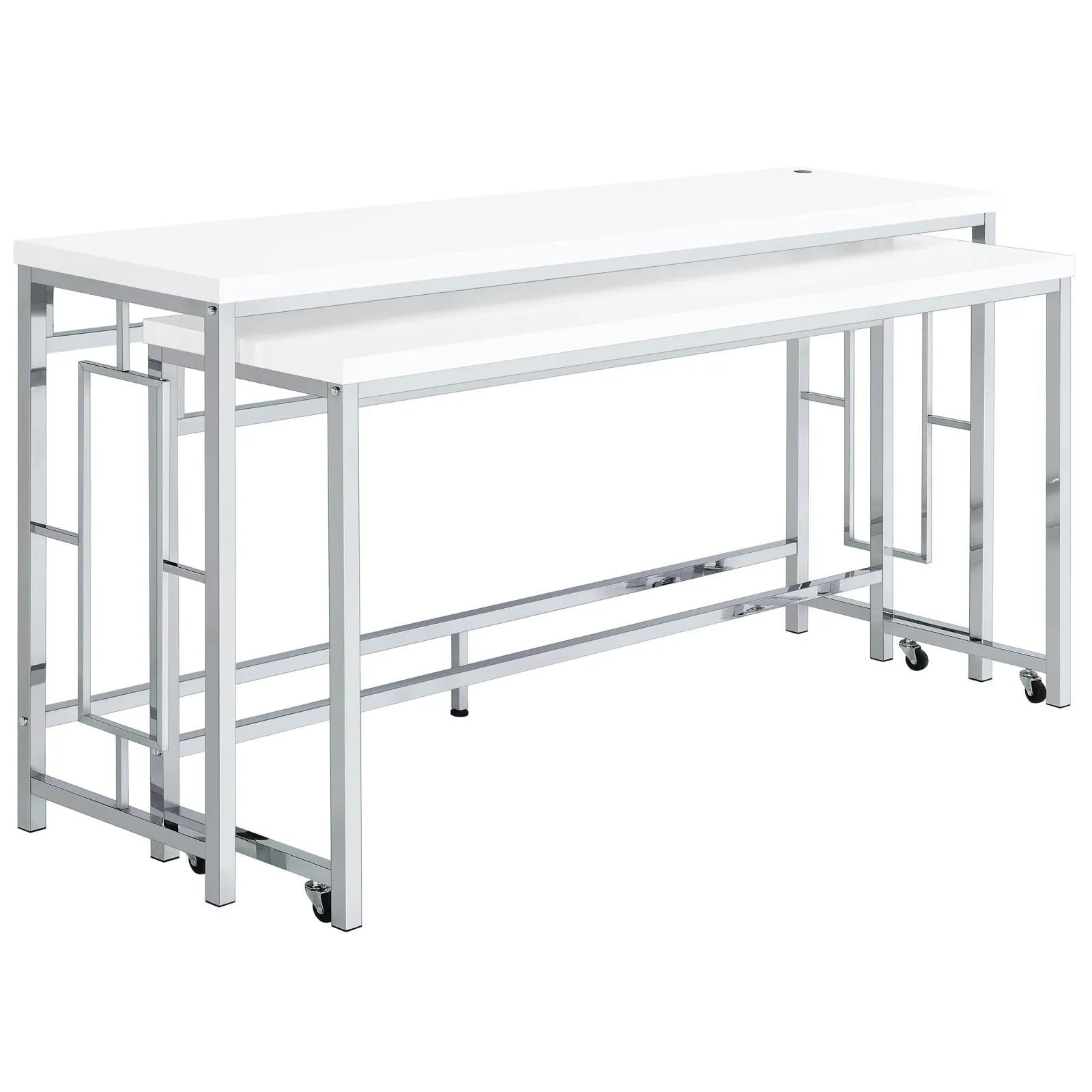 Jackson White/Chrome 5-Piece Multipurpose Counter Height Table Set - Image 6