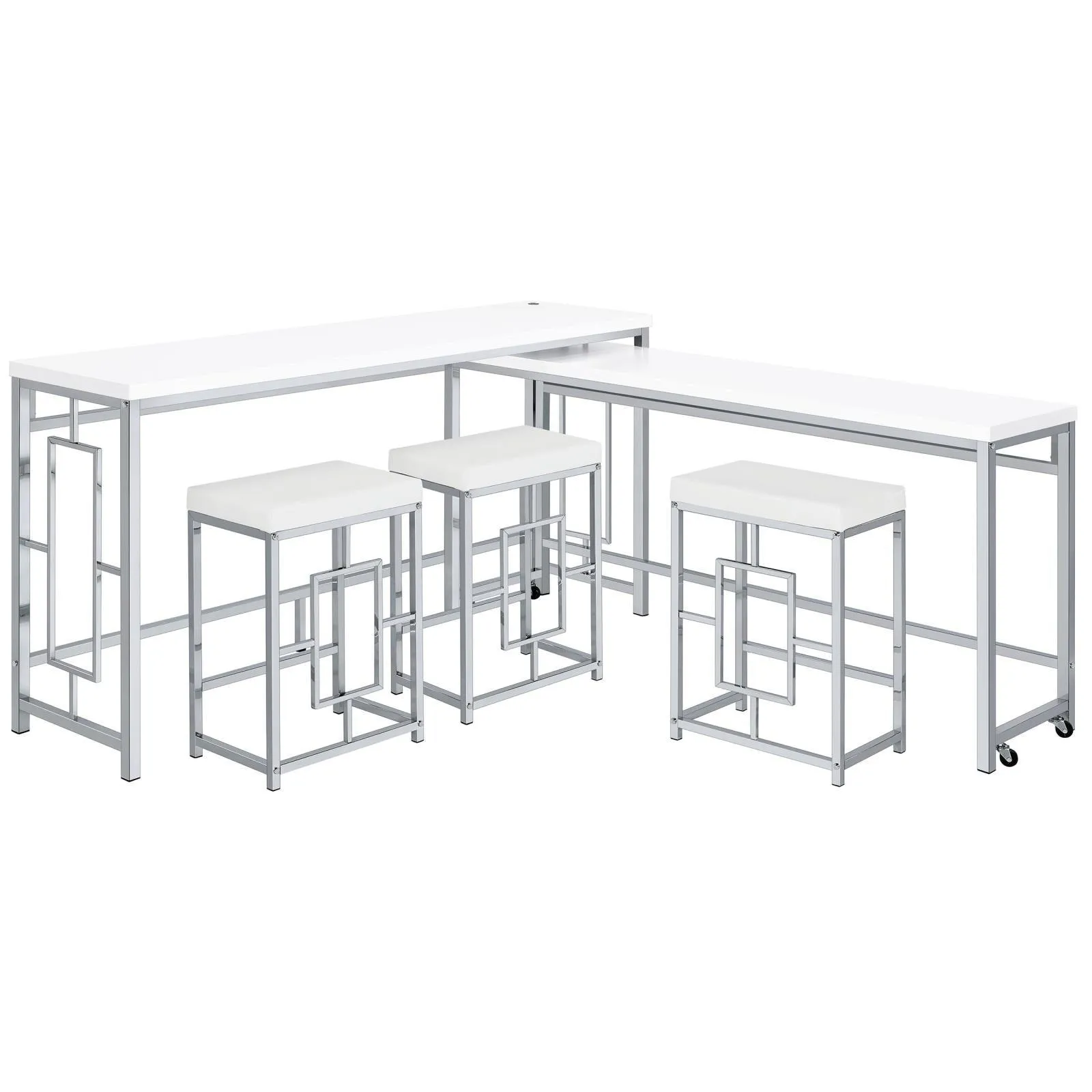 Jackson White/Chrome 5-Piece Multipurpose Counter Height Table Set - Image 7