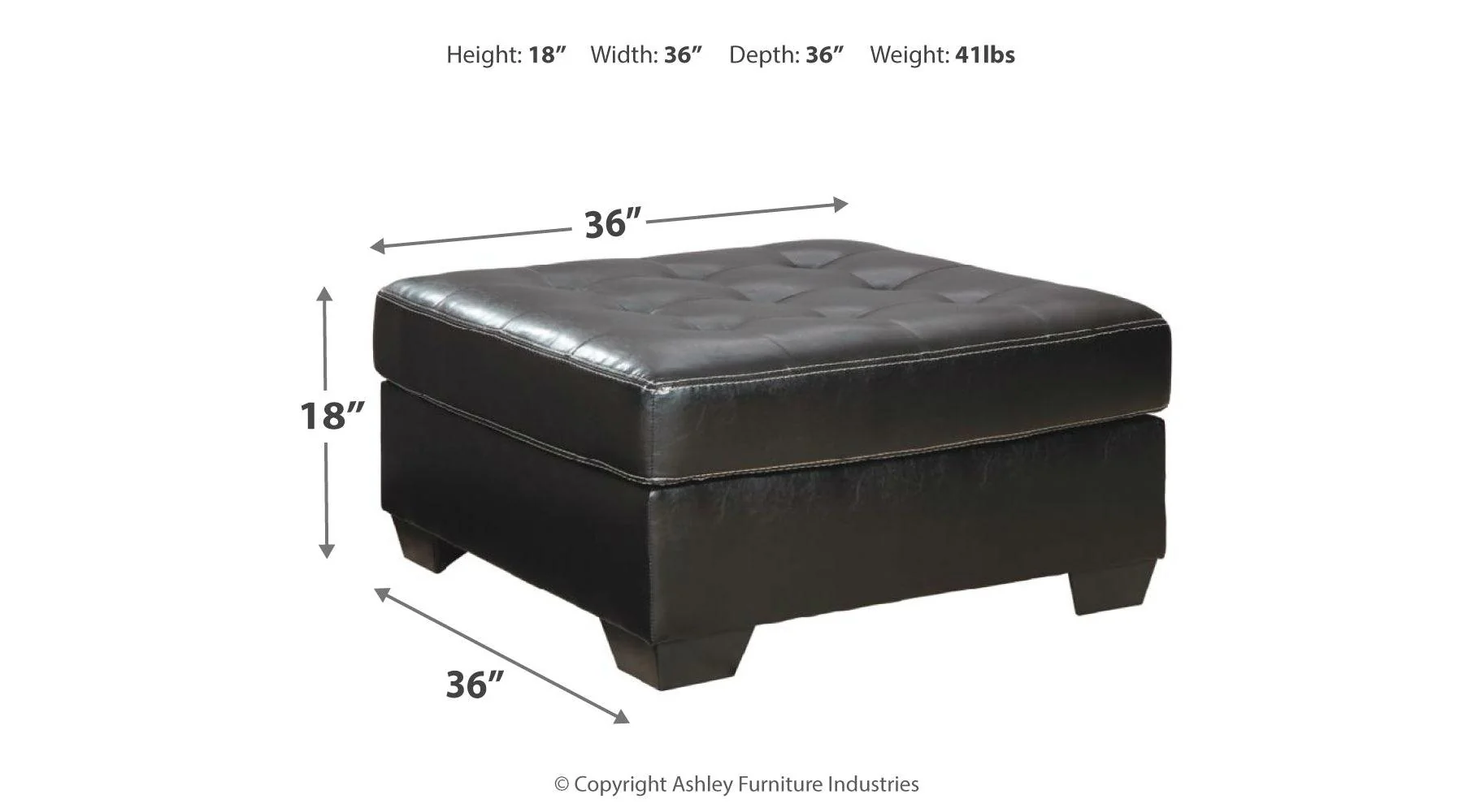 Jacurso Charcoal Oversized Ottoman - Image 3