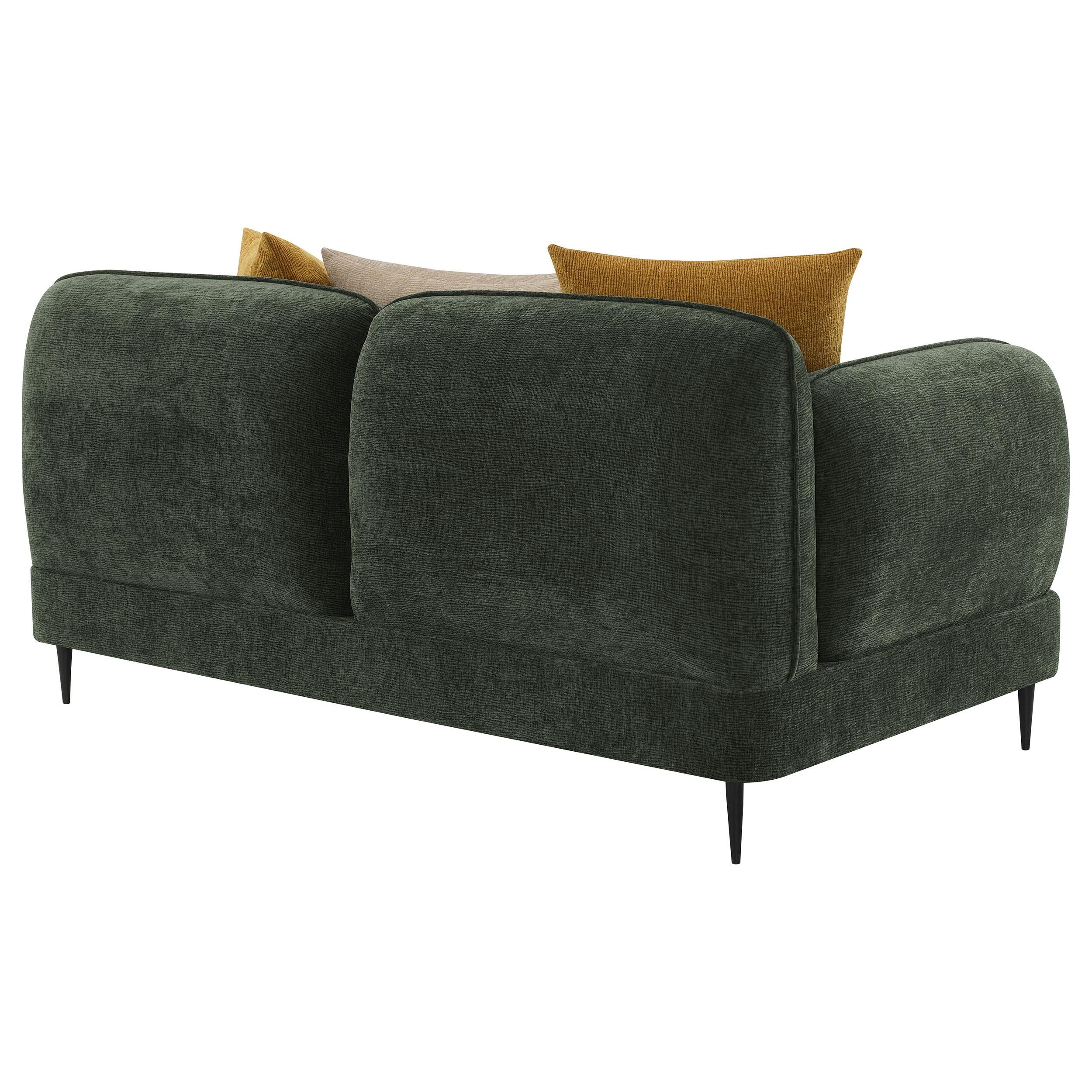 Jade Green Chenille Modern Track Arm Loveseat - Image 7
