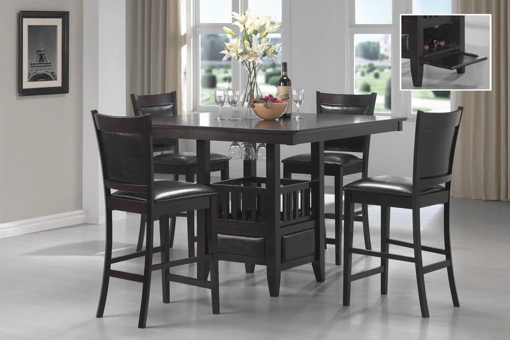 Jaden Espresso Square Counter Height Table with Storage - Image 2