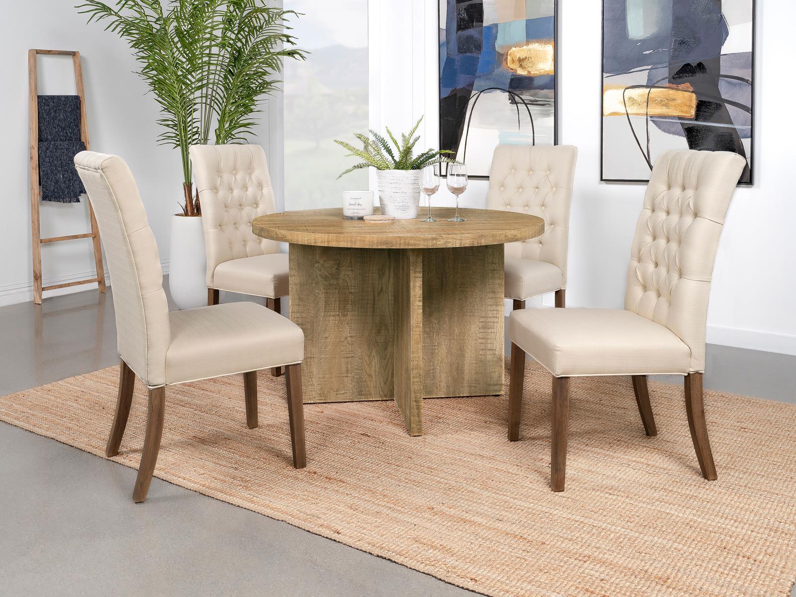 Jamestown Mango Brown Round Engineered Wood Dining Table with Decorative Laminate - Image 8