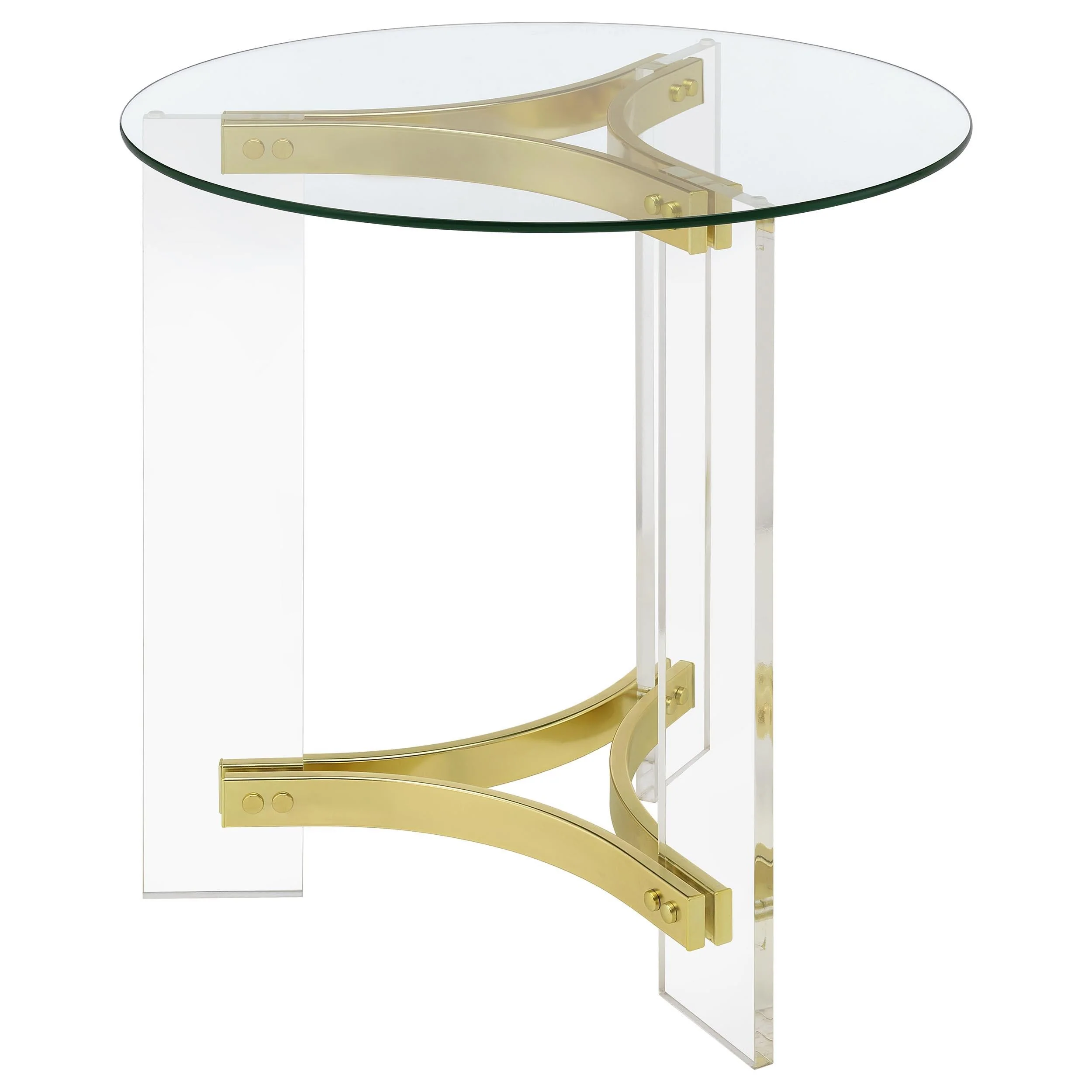 Janessa Matte Brass 2-Piece Acrylic Coffee and End Table Set - Image 5
