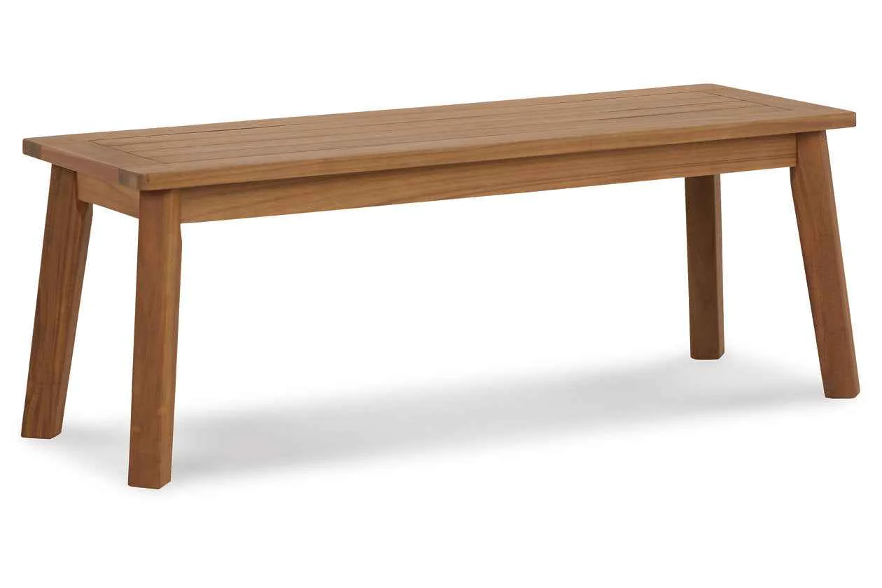 Janiyah Light Brown Outdoor Dining Bench - Image 2