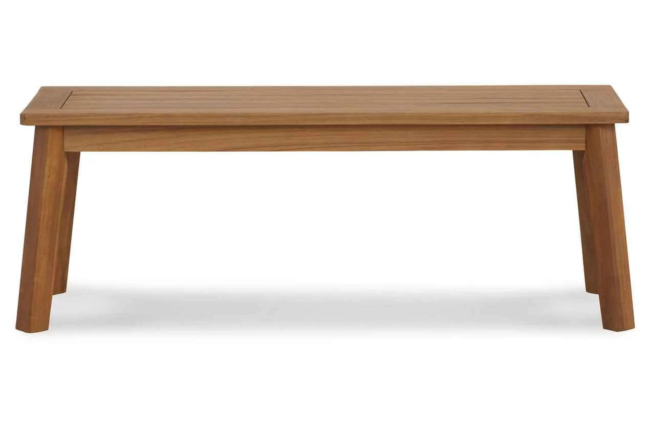 Janiyah Light Brown Outdoor Dining Bench - Image 3