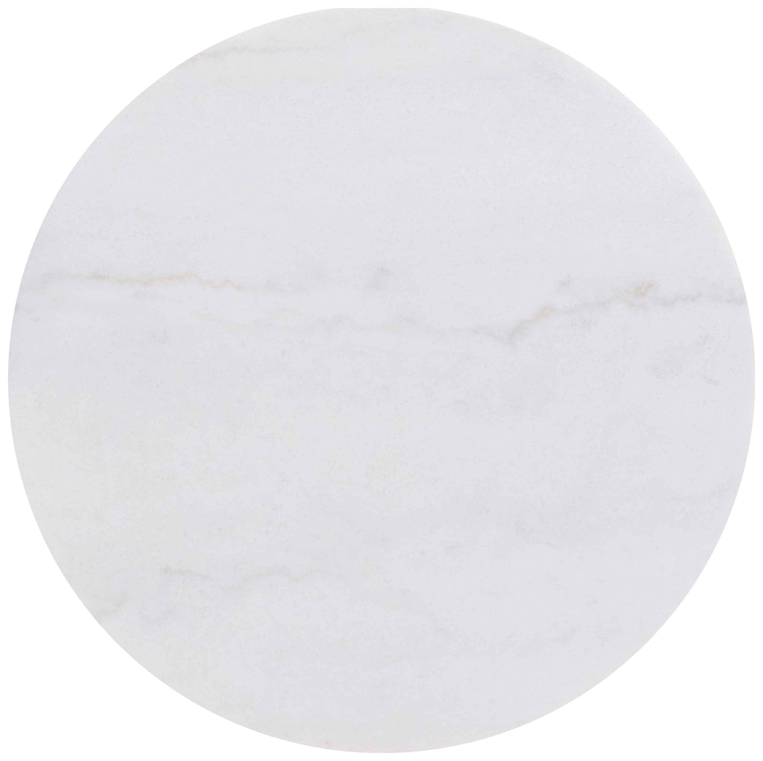 Jason Honey Brown Round White Marble Top Coffee Table - Image 3