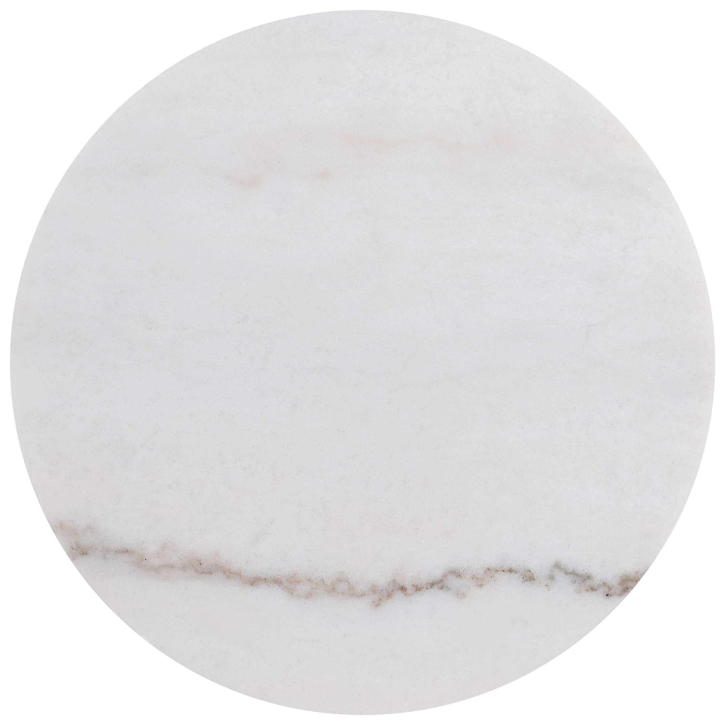 Jason Honey Brown Round White Marble Top Side End Table - Image 3