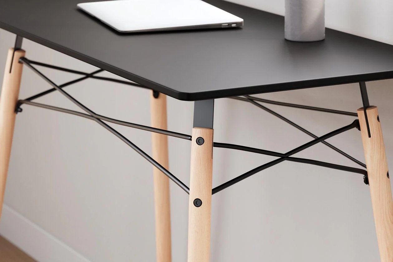 Jaspeni Black/Natural Home Office Desk - Image 7