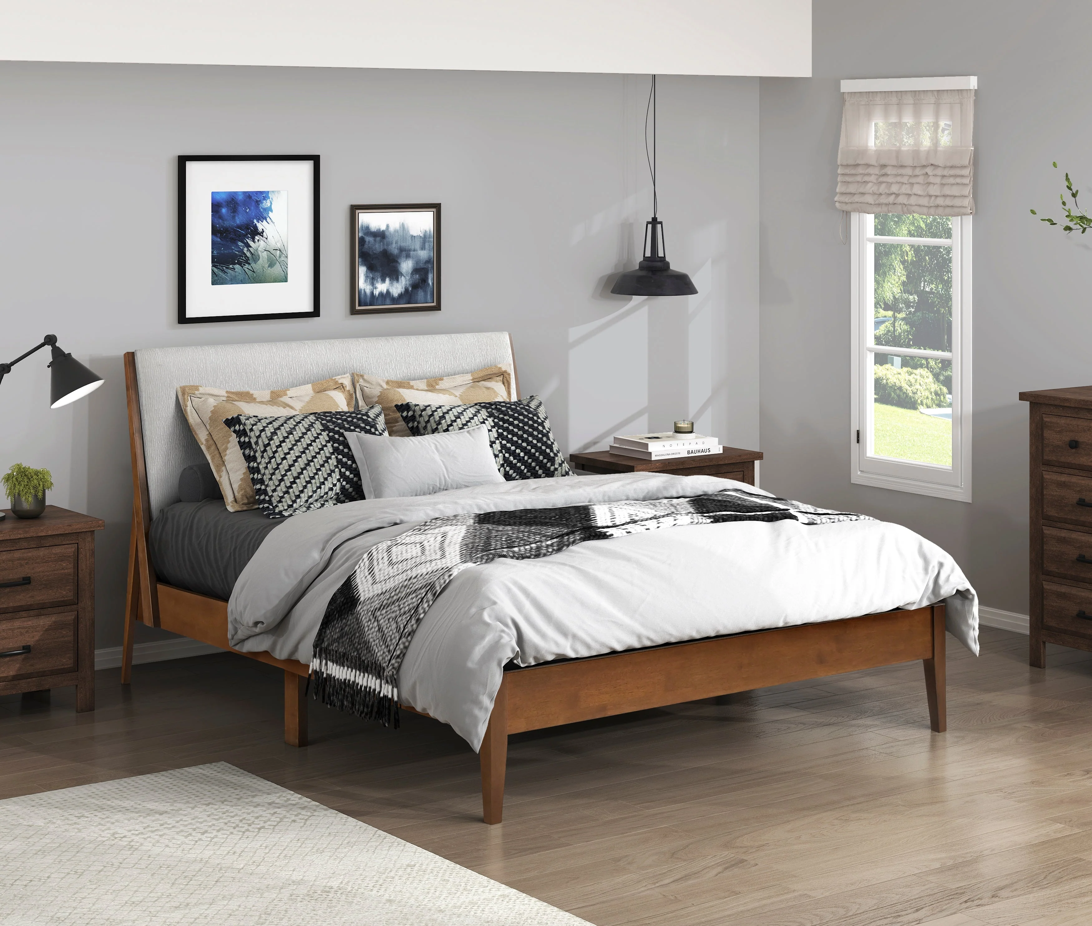 Jasper Light Gray/Chestnut Full Platform Bed - Image 7