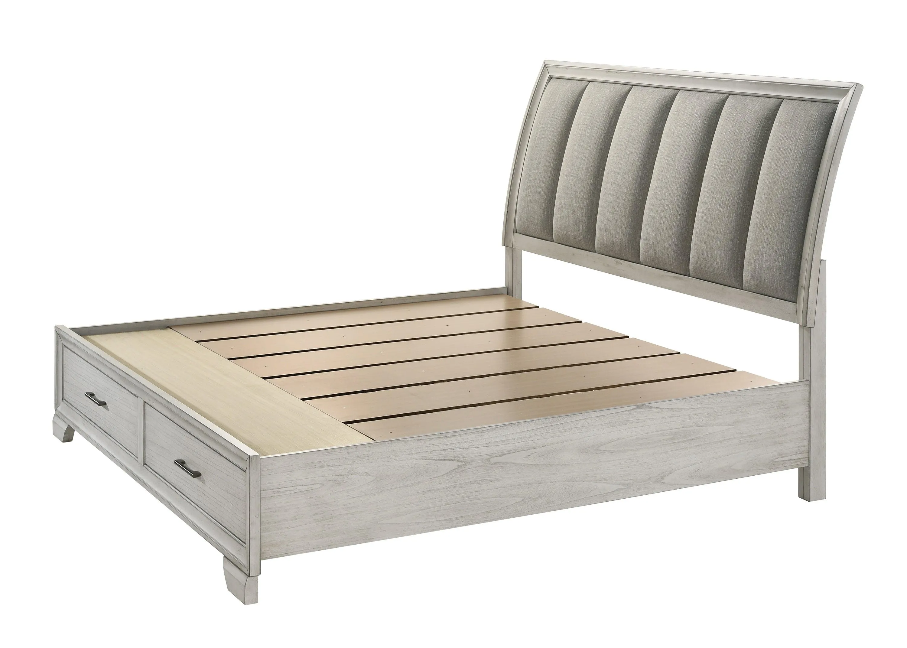 Jaymes White Mist Queen Footboard Storage Platform Bed - Image 4