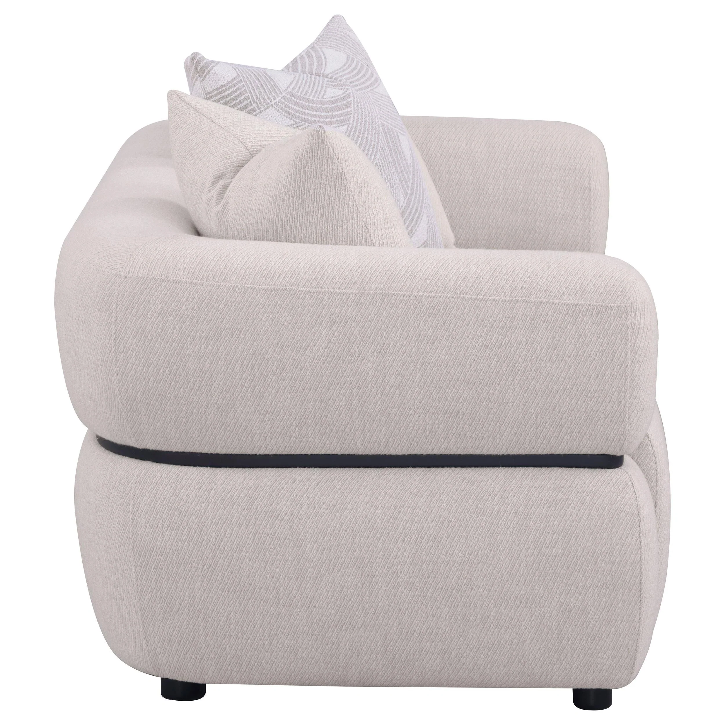 Jeanette Beige 73-inch Fabric Upholstered Round Arm Loveseat - Image 7