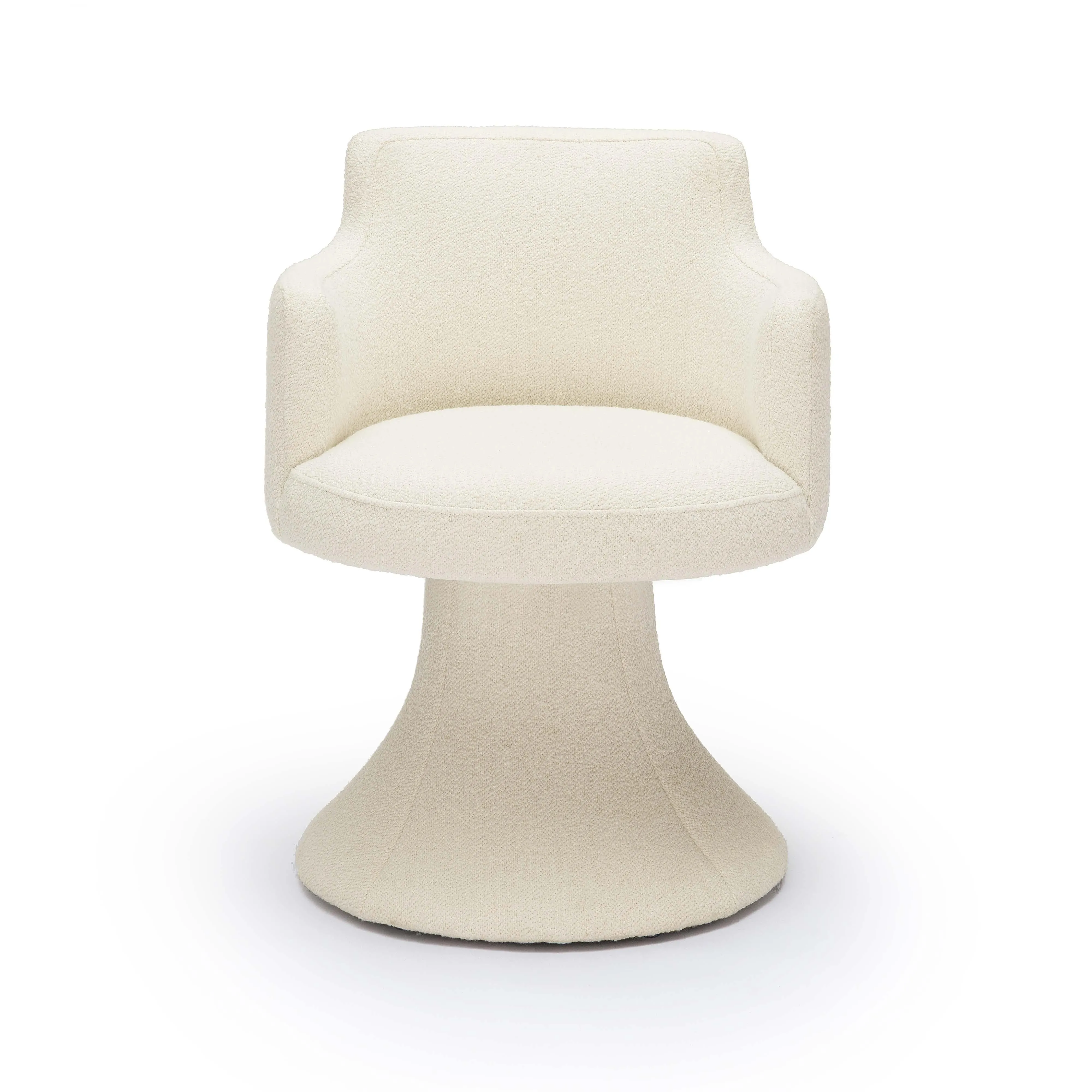 Jeffree Cream Performance Boucle Swivel Dining Chair - Image 3