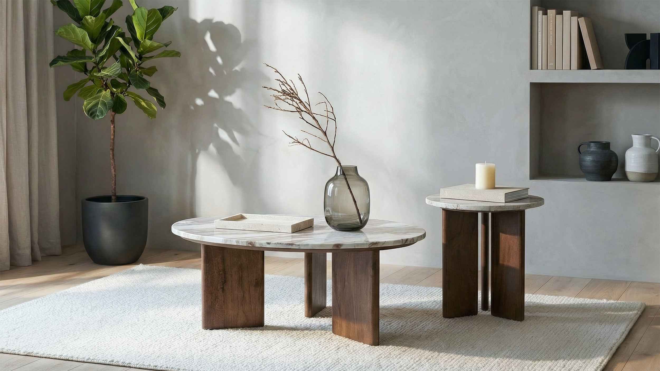 Jenna Brown 35-inch Round Marble Top Cocktail Coffee Table - Image 9