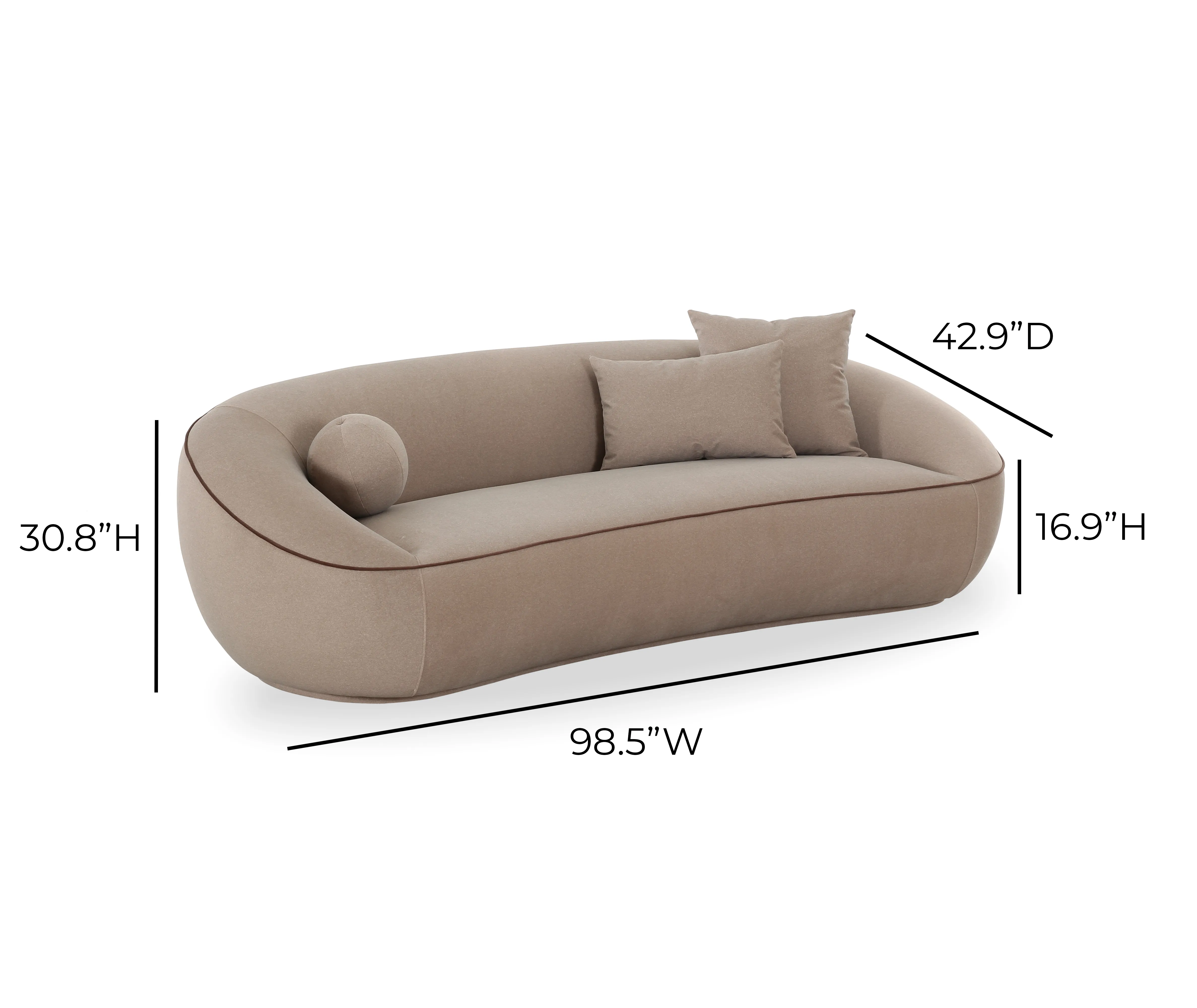 Jenny 98.5" Taupe Faux Mohair Sofa - Image 5