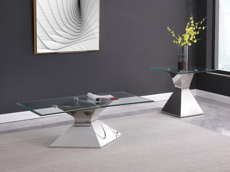 Jenny Chrome 2-Piece Rectangular Coffee and End Table Set