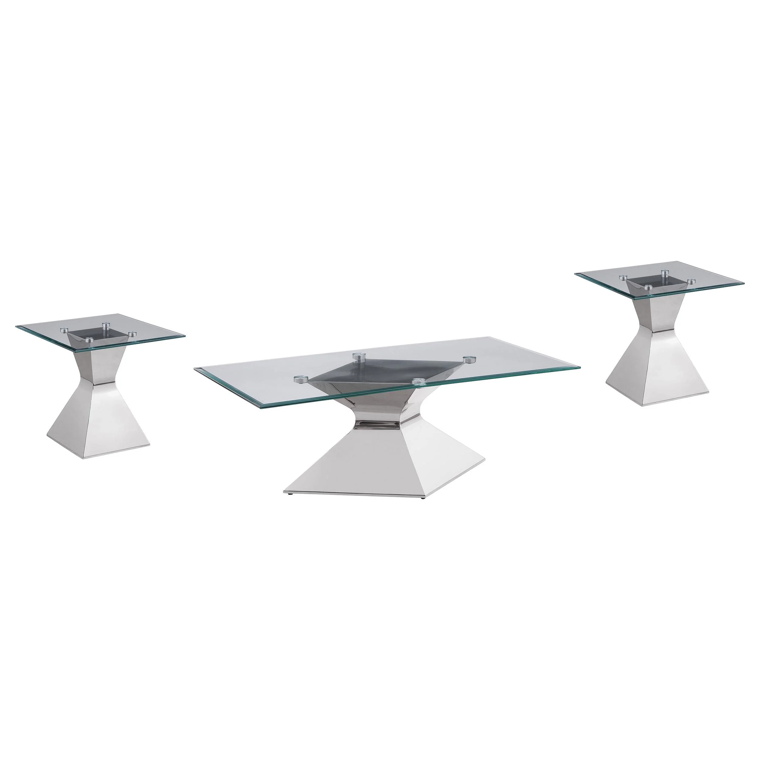 Jenny Chrome 3-Piece Rectangular Coffee and End Table Set - Image 2
