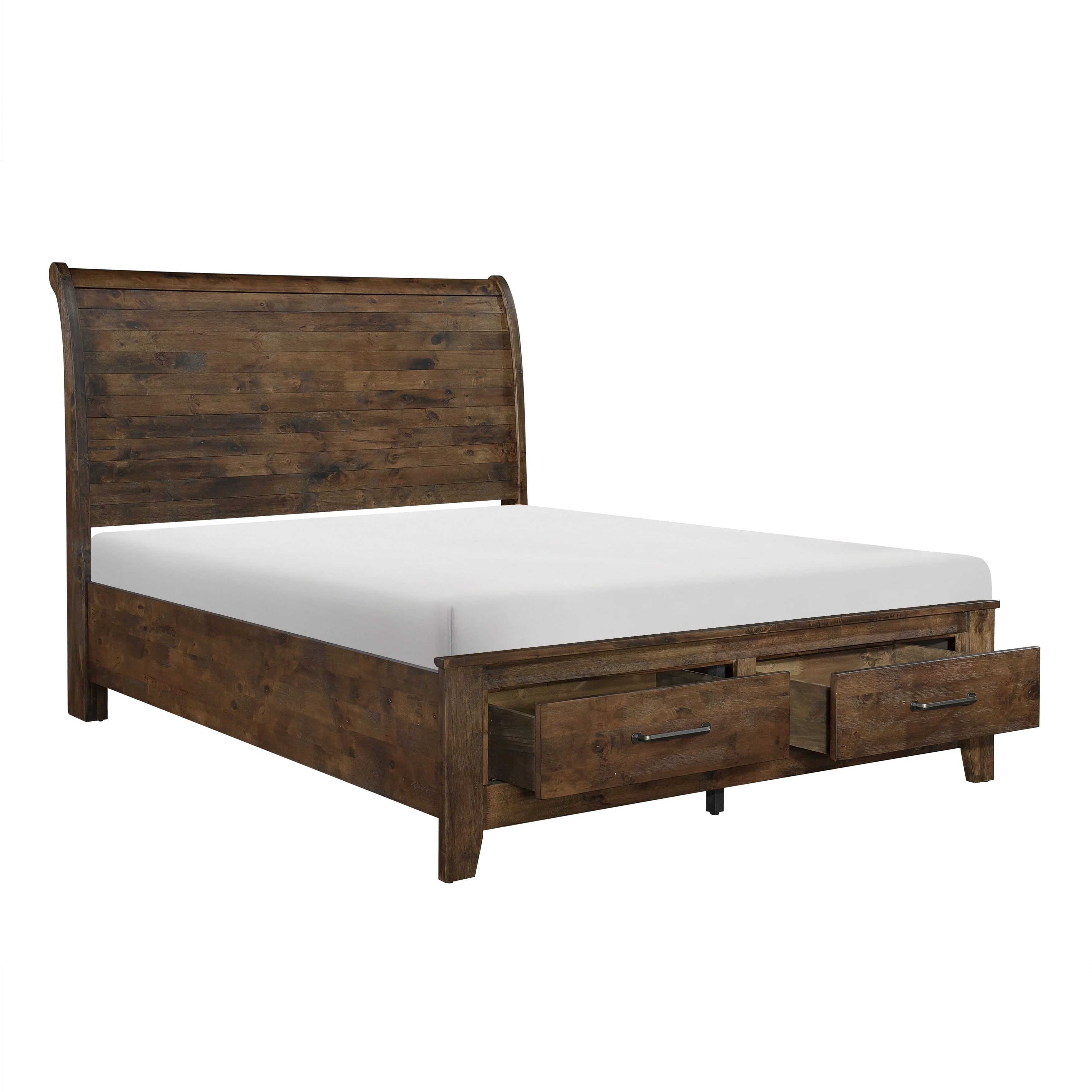 Jerrick Burnished Brown King Sleigh Storage Platform Bed