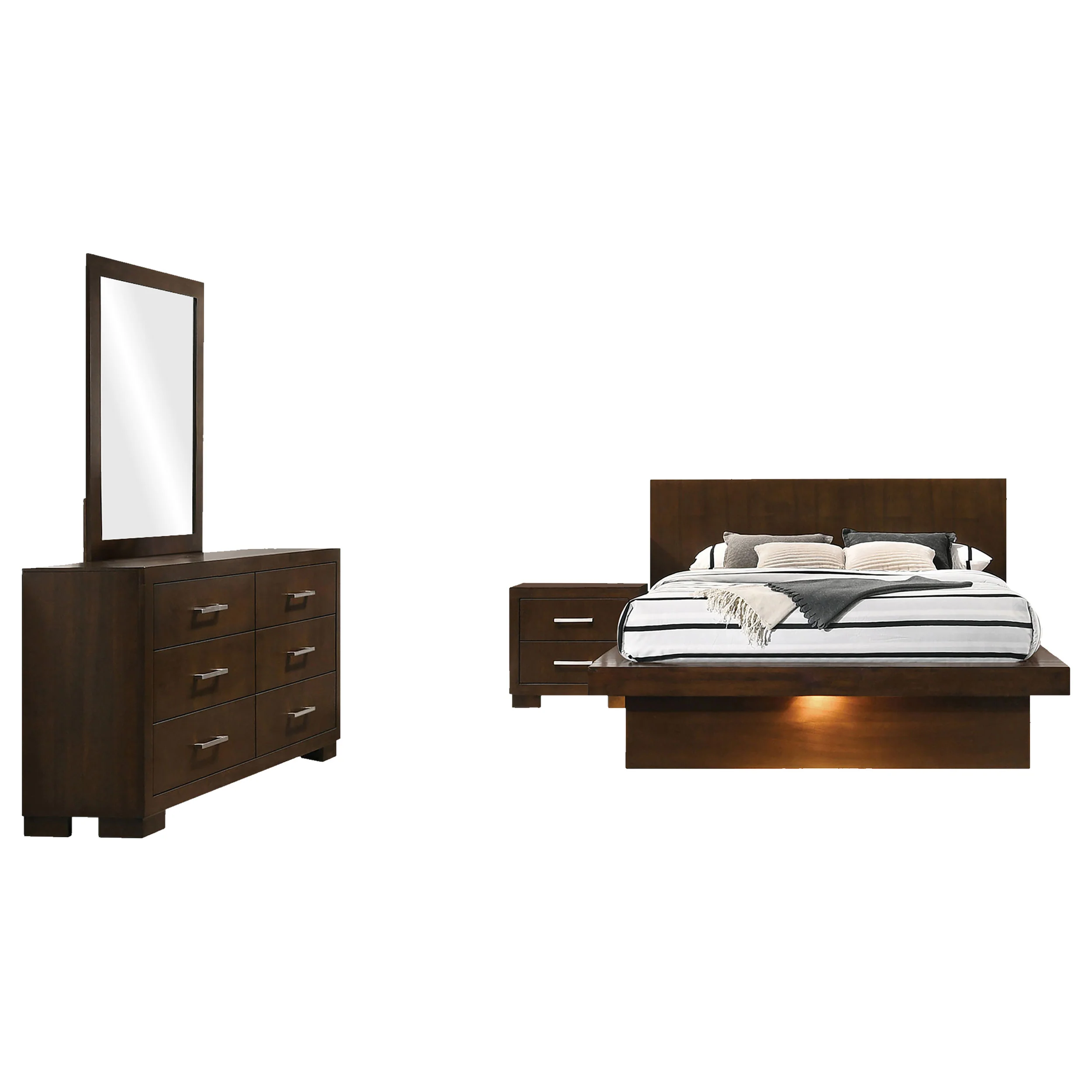 Jessica Cappuccino 4-Piece Queen Bedroom Set with Bookcase Headboard - Image 2