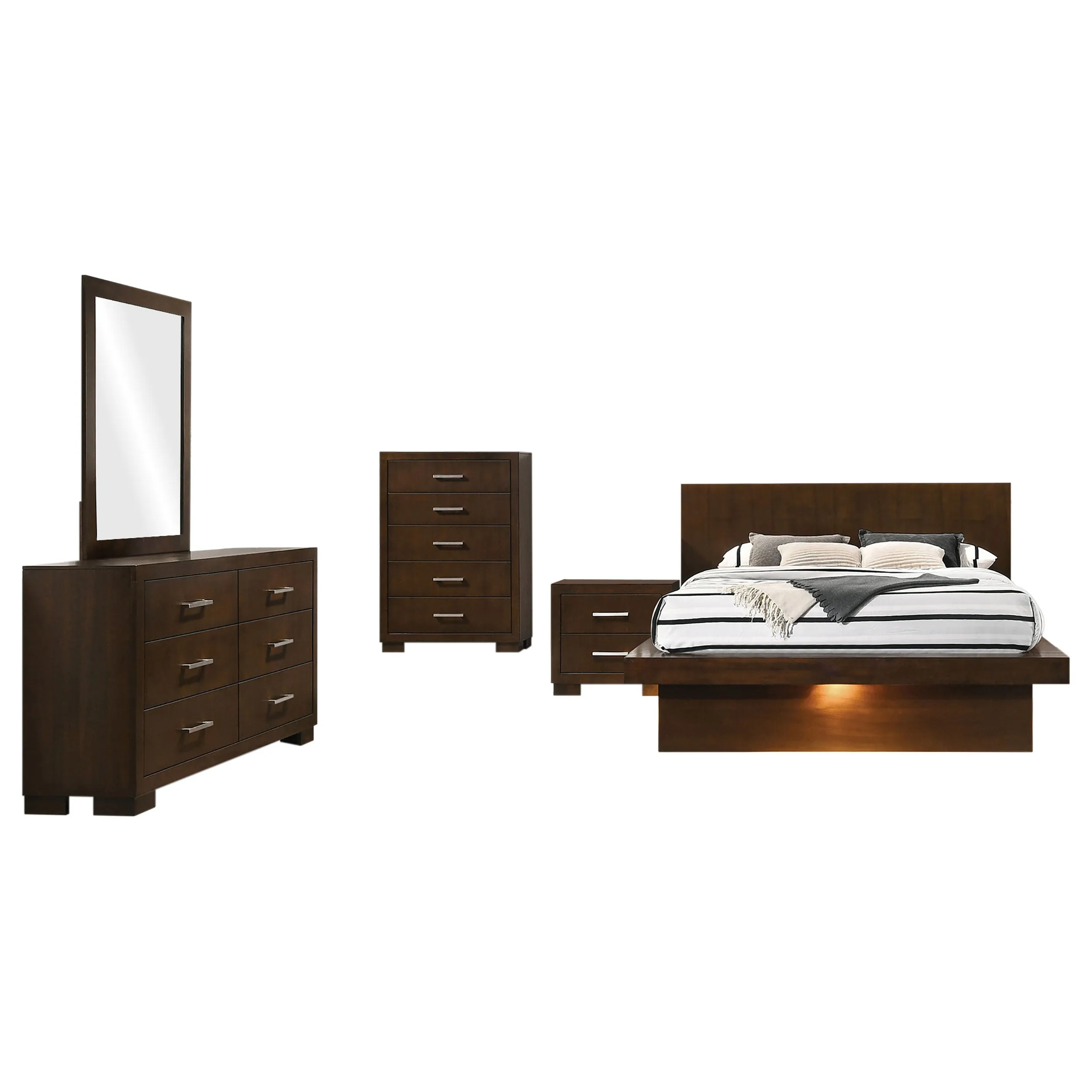 Jessica Cappuccino 5-Piece Eastern King Bedroom Set with Nightstand Panels - Image 2