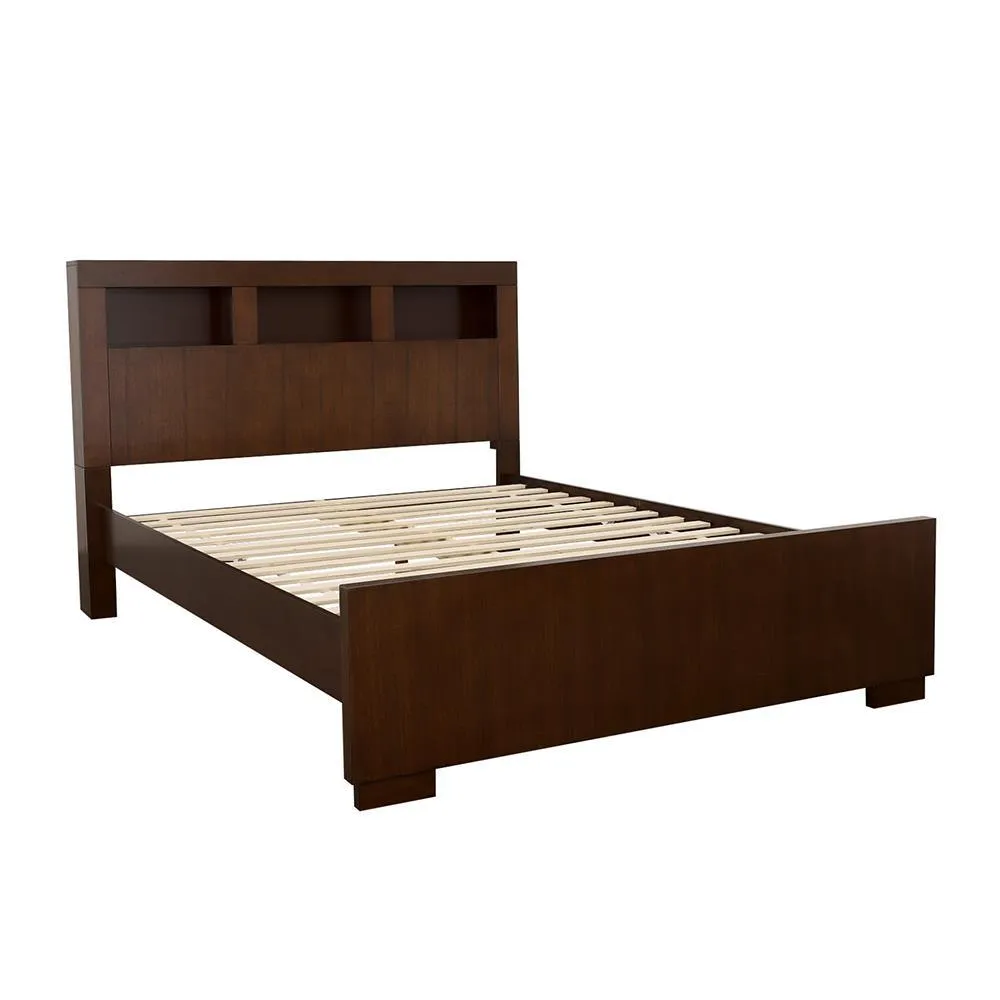 Jessica Cappuccino Queen Bed with Storage Headboard - Image 3