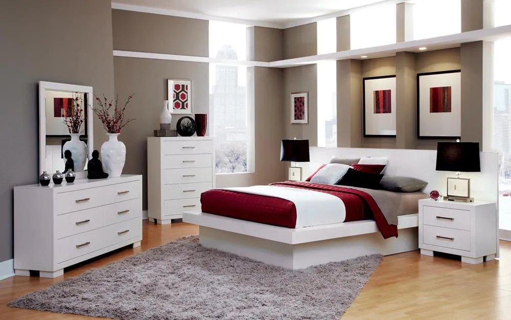 Jessica White Queen Platform Bed with Rail Seating - Image 11